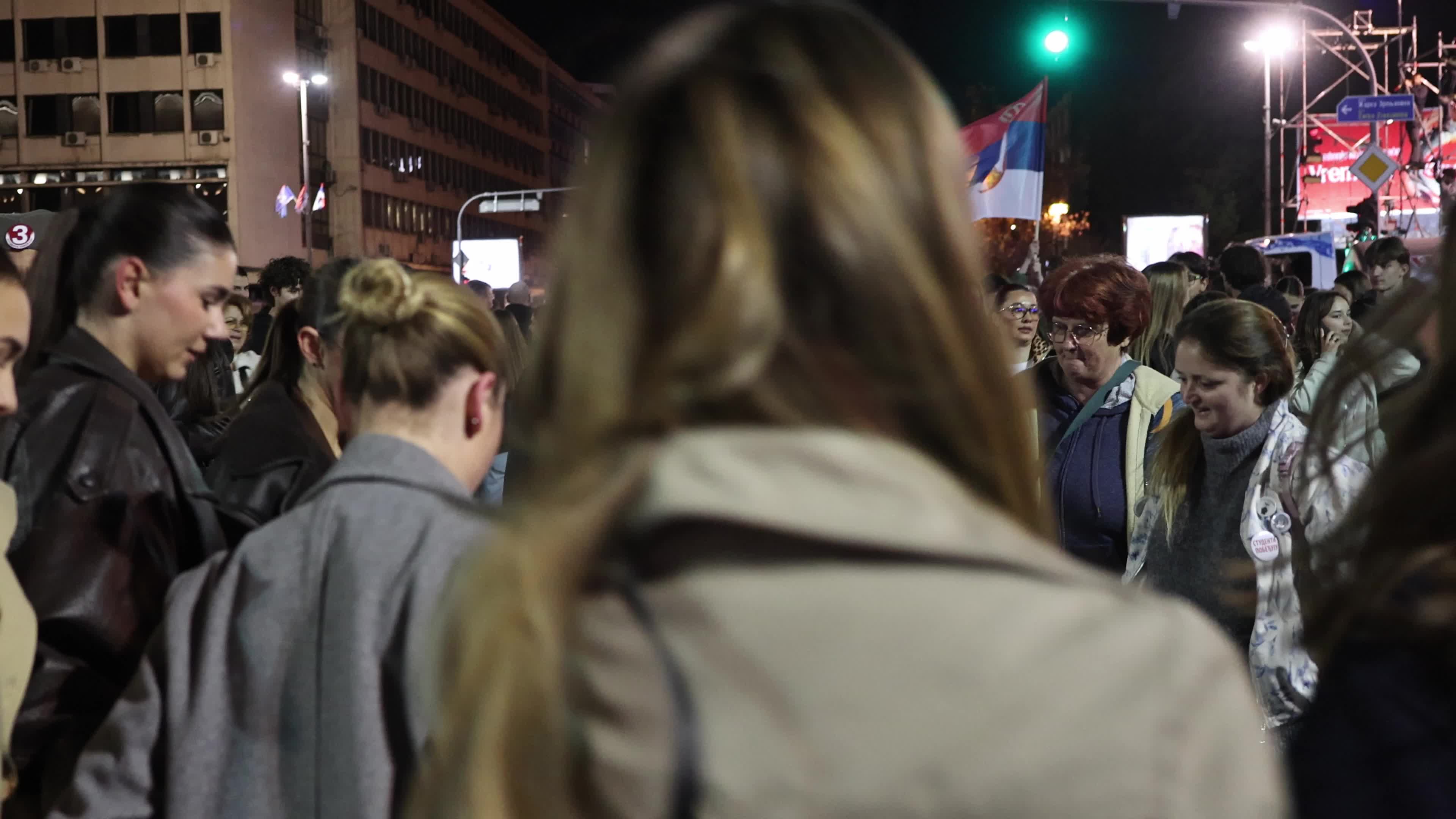 Student List Supporters Continue Celebrating Election Victory in Novi Sad, Serbia