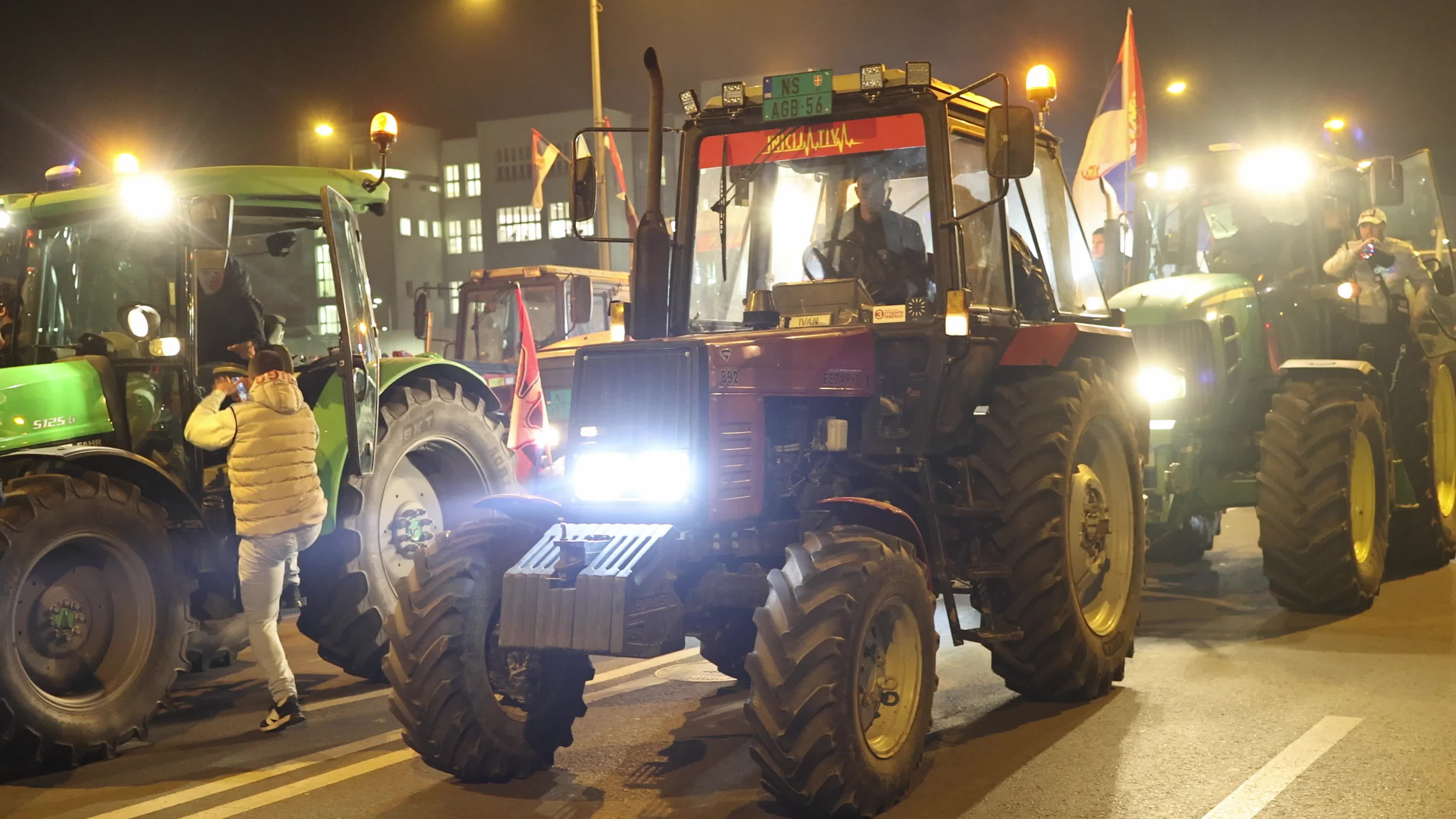 Tractors During Election Victory Celebrations in Novi Sad, Serbia