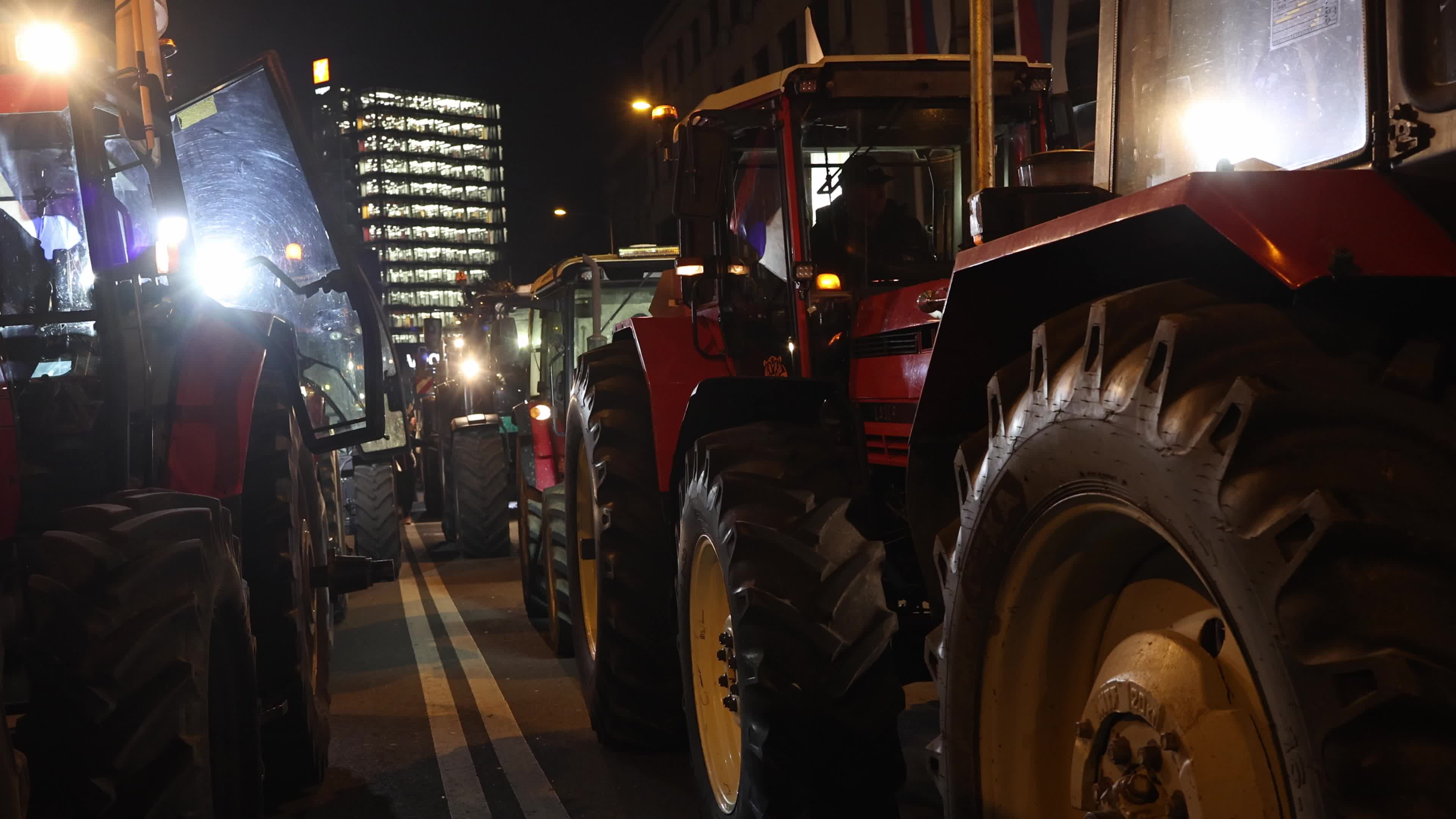 Tractors During Election Victory Celebrations in Novi Sad, Serbia