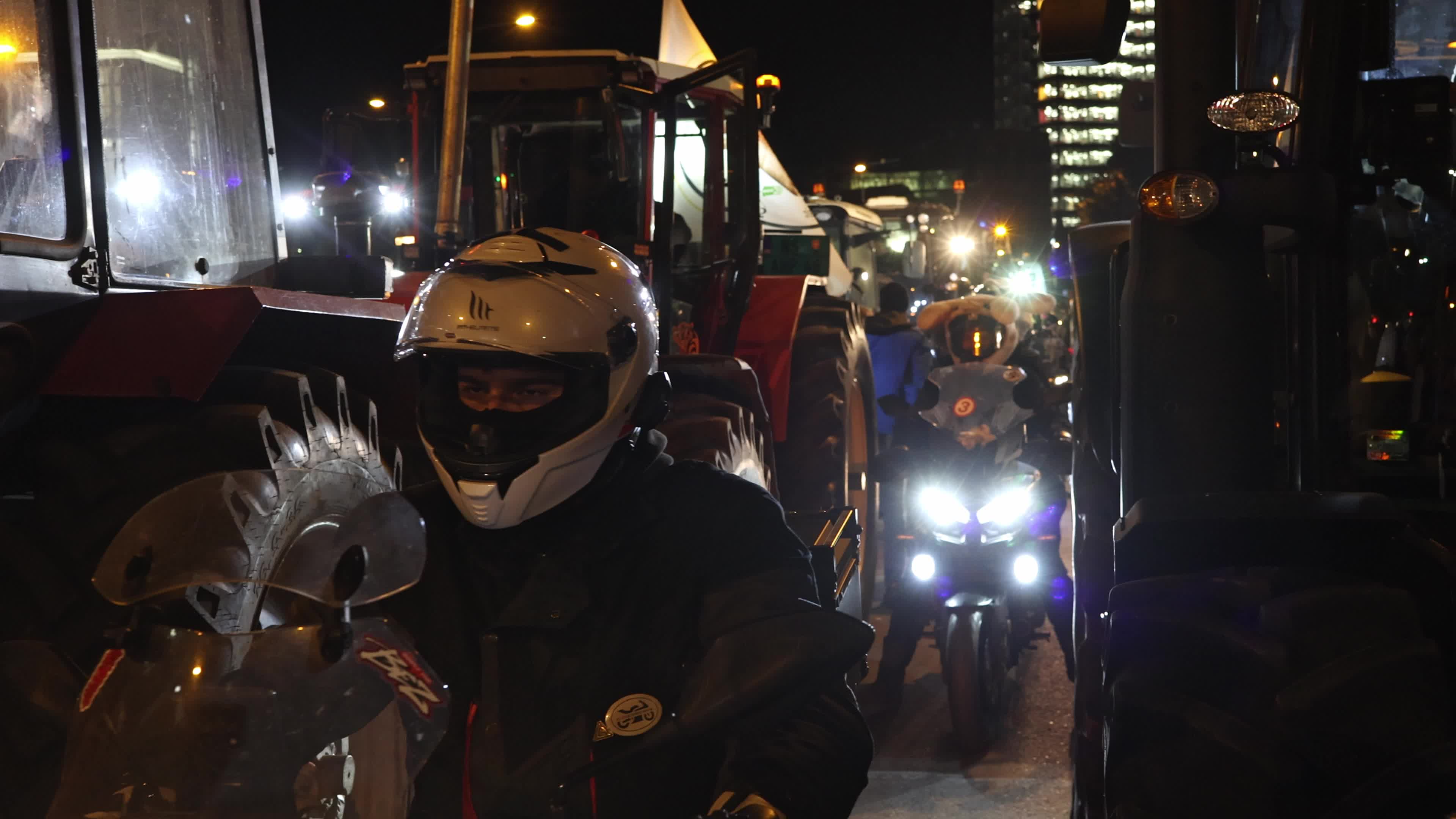 Tractors During Election Victory Celebrations in Novi Sad, Serbia