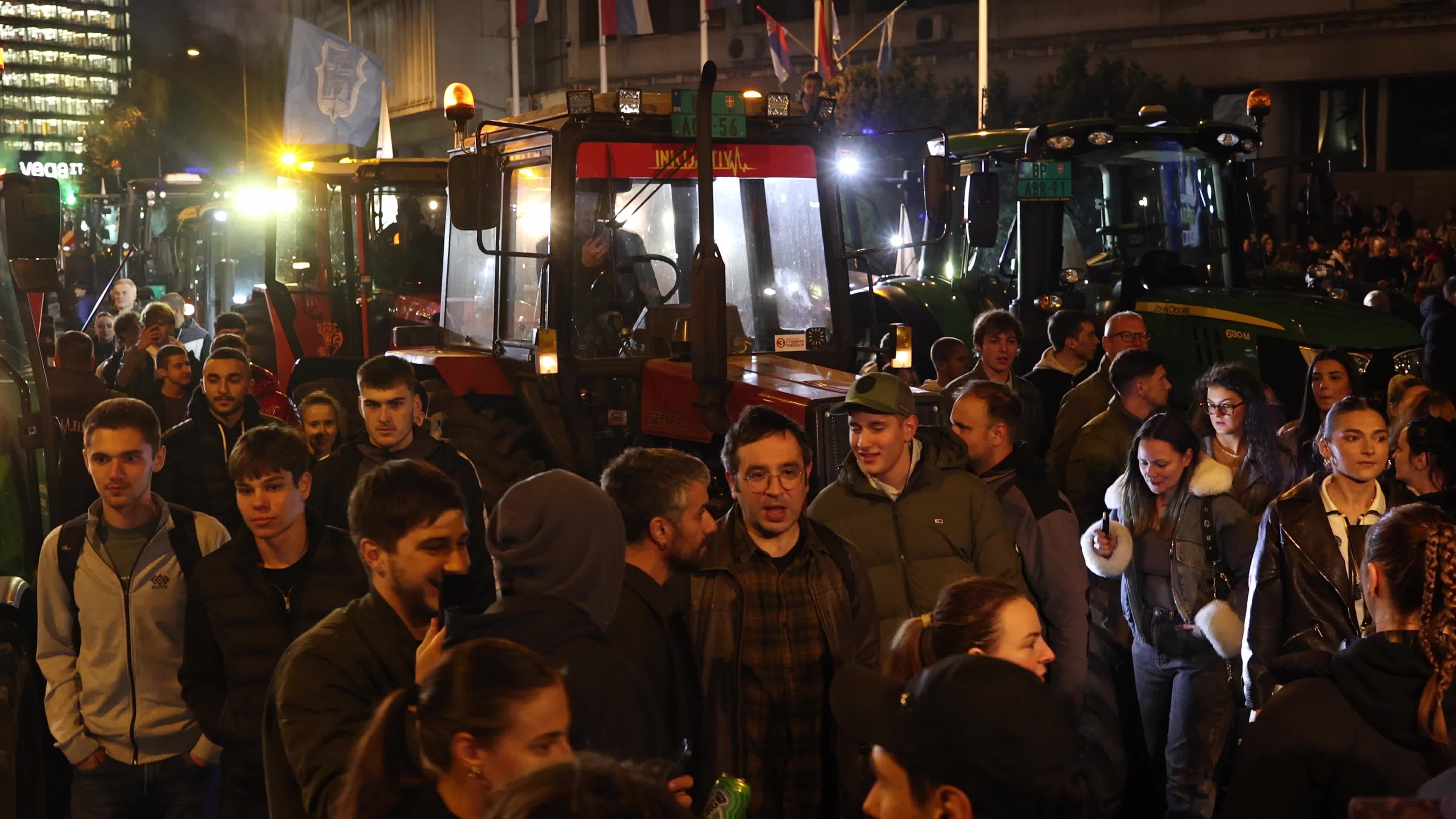 Tractors During Election Victory Celebrations in Novi Sad, Serbia