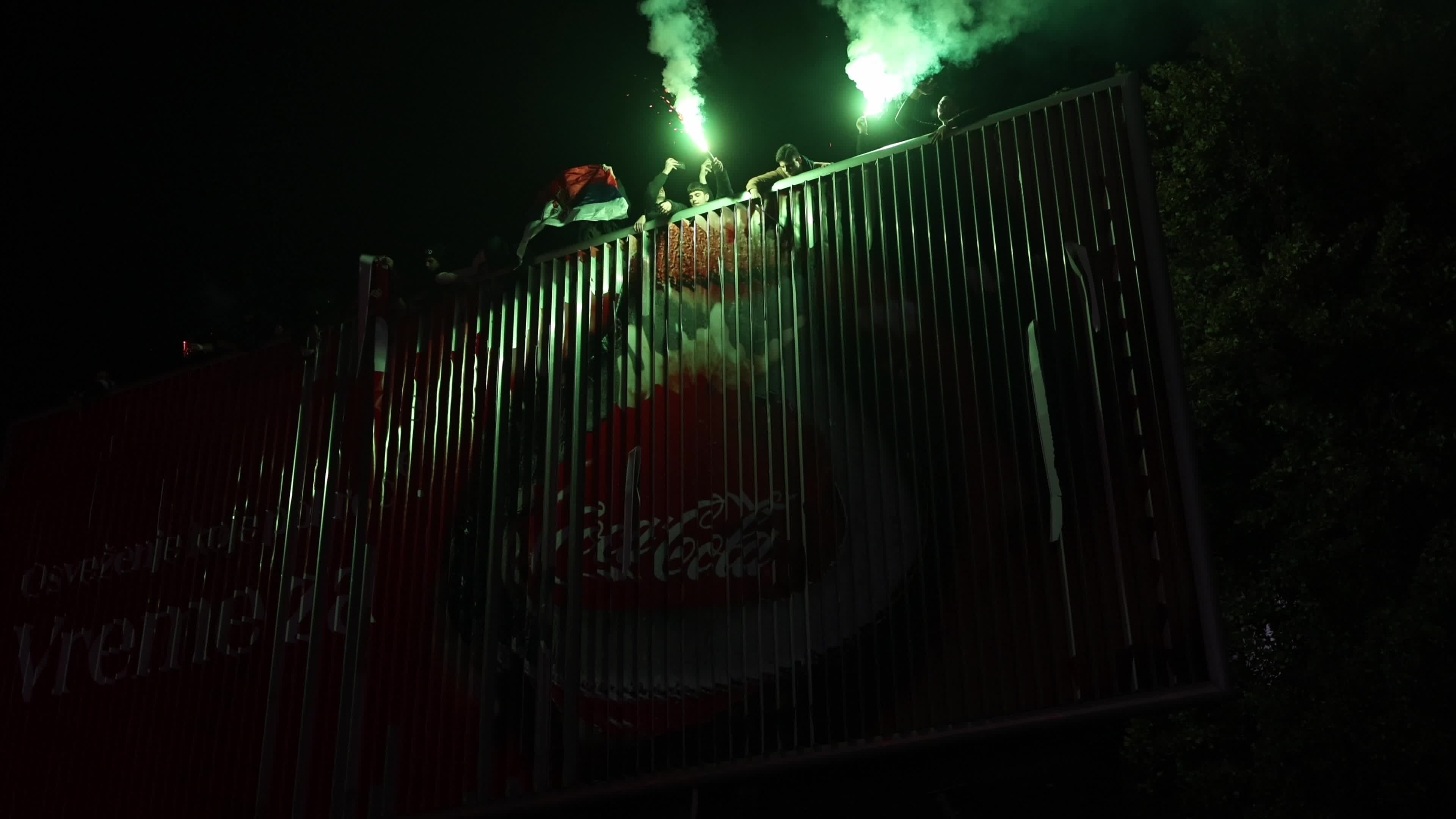 Student List Supporters Continue Celebrating Election Victory in Novi Sad, Serbia