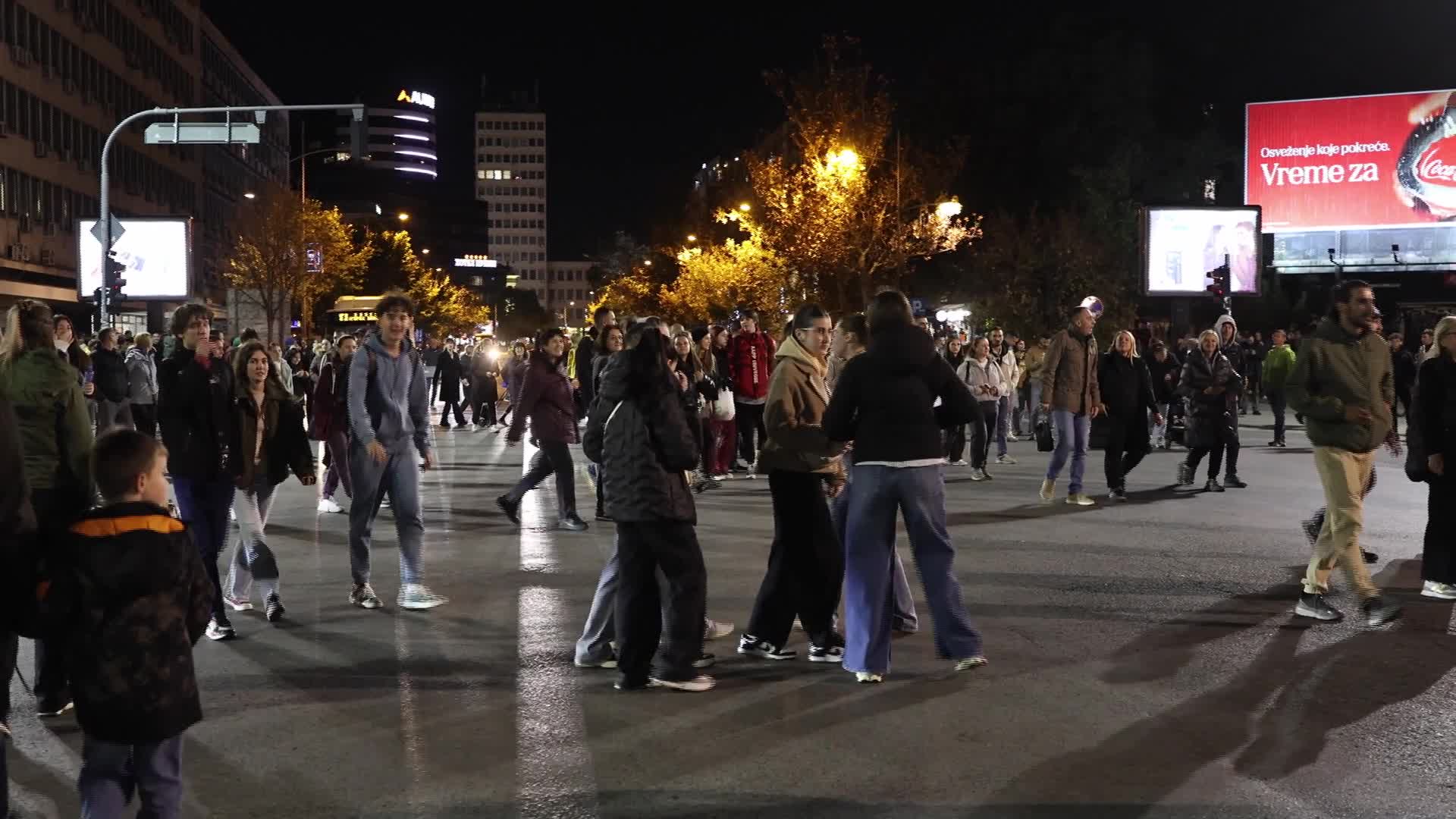 Student List Supporters Continue Celebrating Election Victory in Novi Sad, Serbia - 10/26/2026