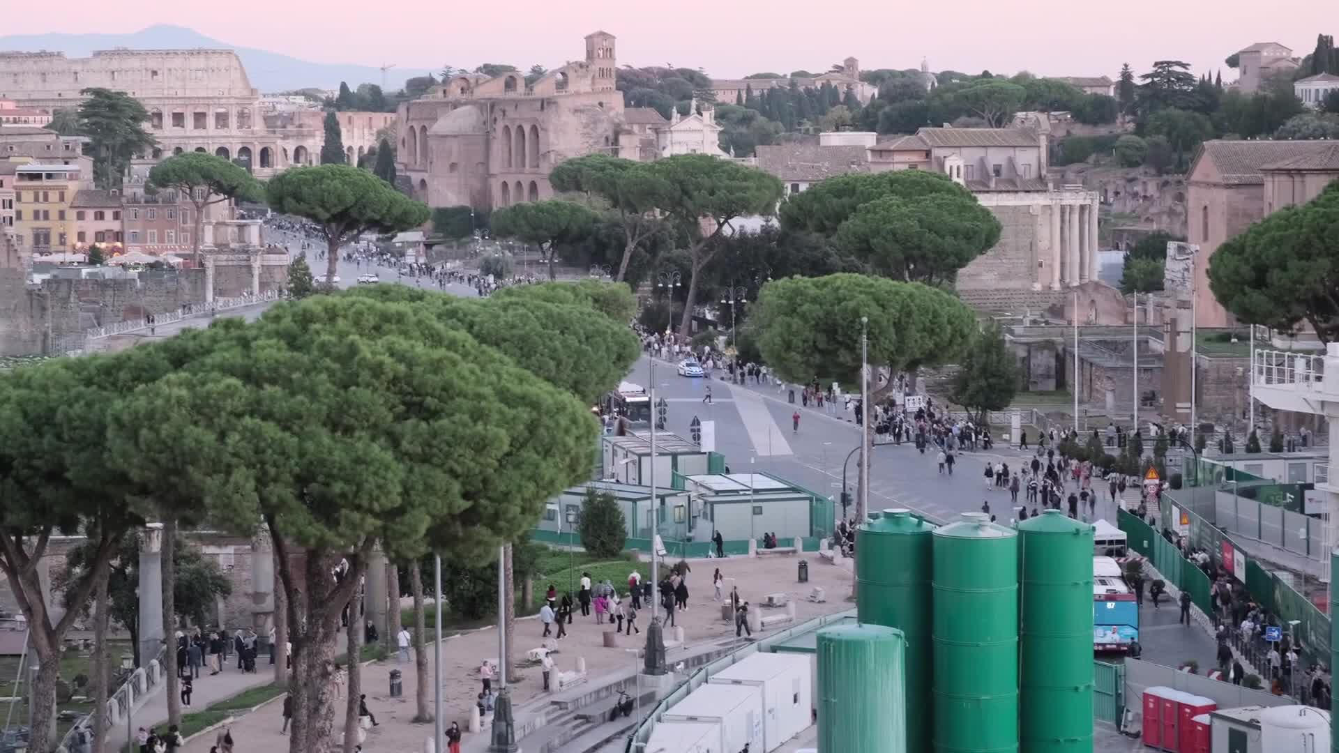 Rome view at sunset from above