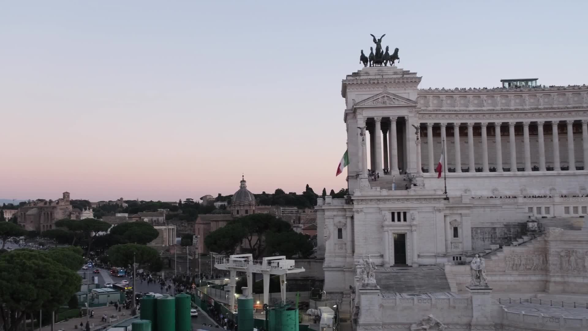 Rome view at sunset from above