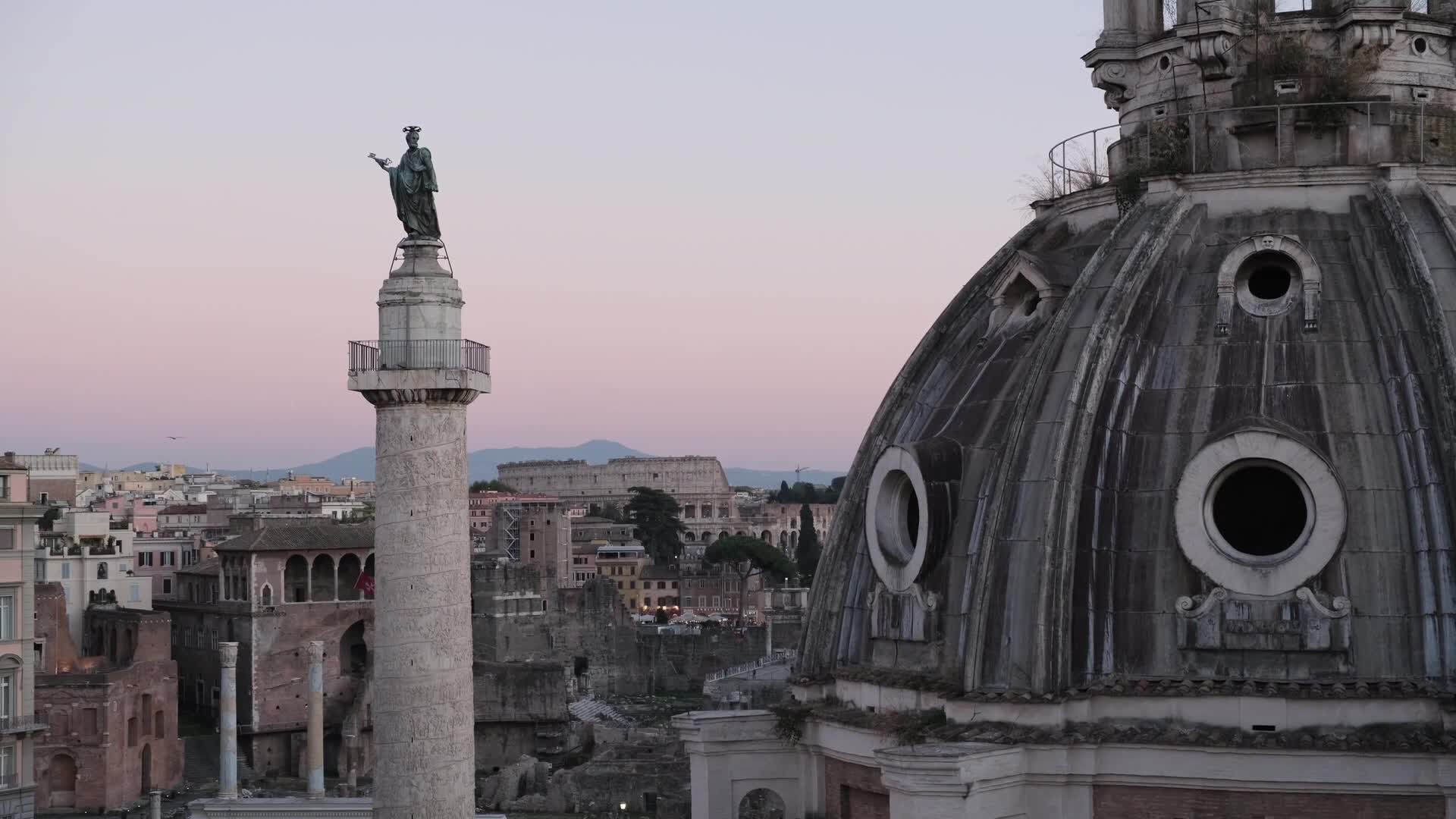 Rome view at sunset from above