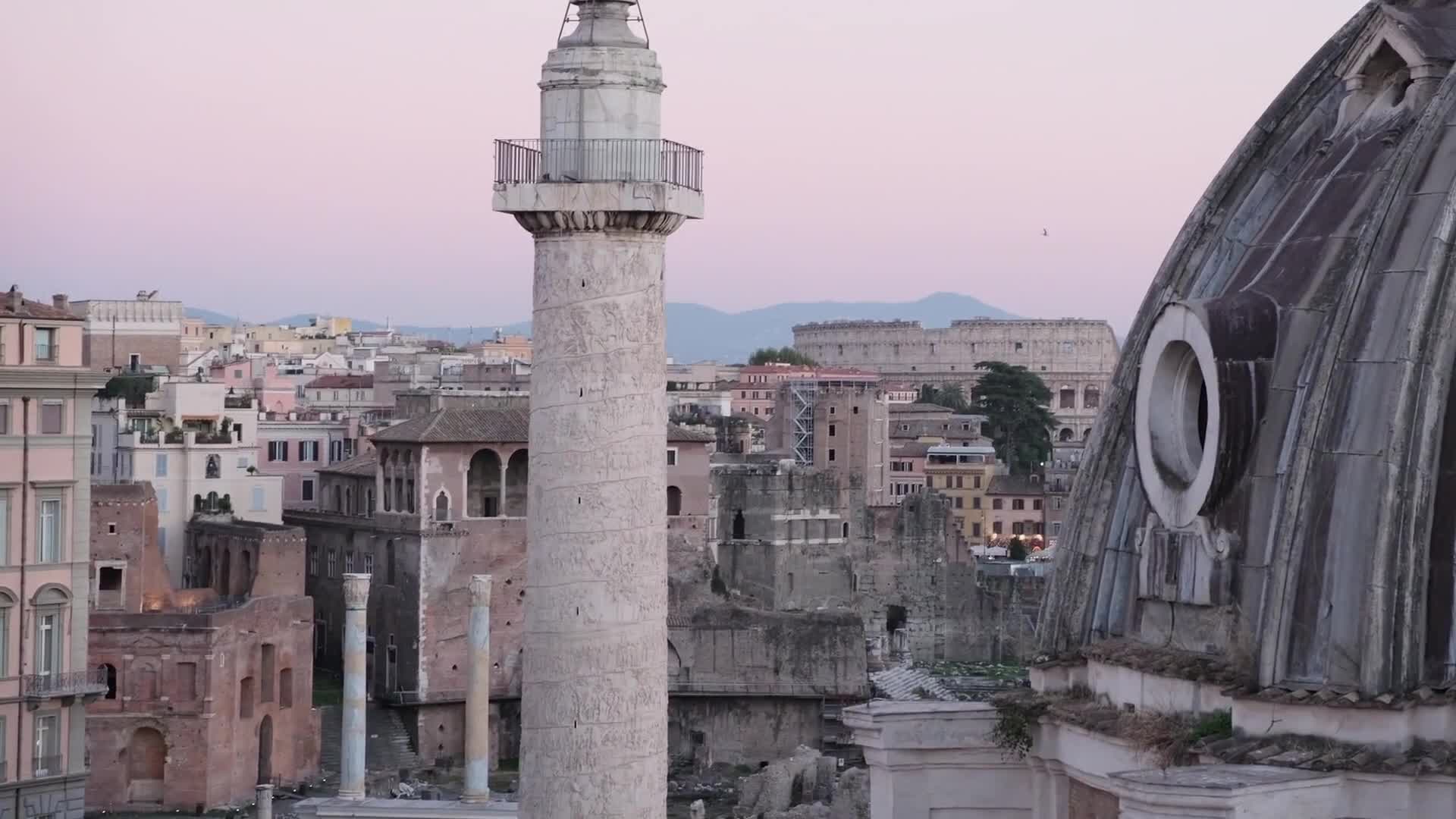 Rome view at sunset from above