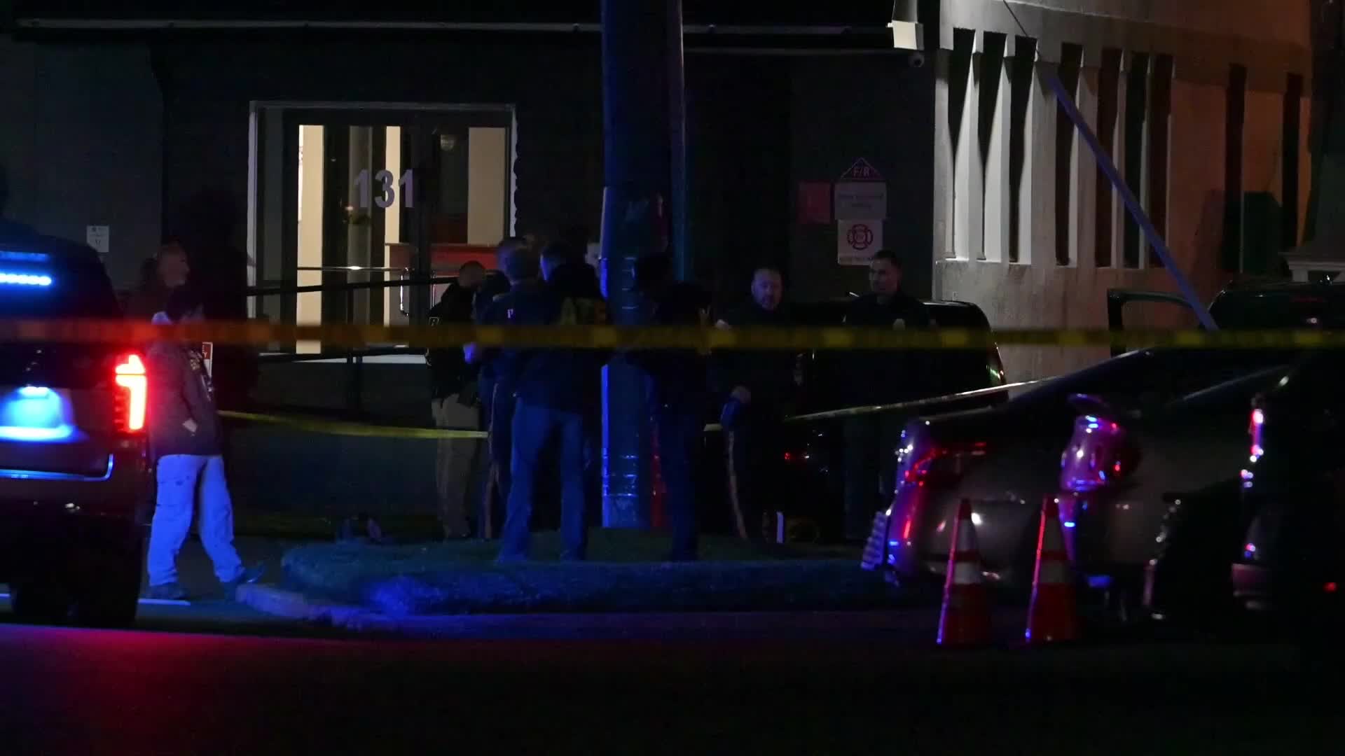 Federal agents work scene of a shooting near Commercial Avenue in Moonachie New Jersey