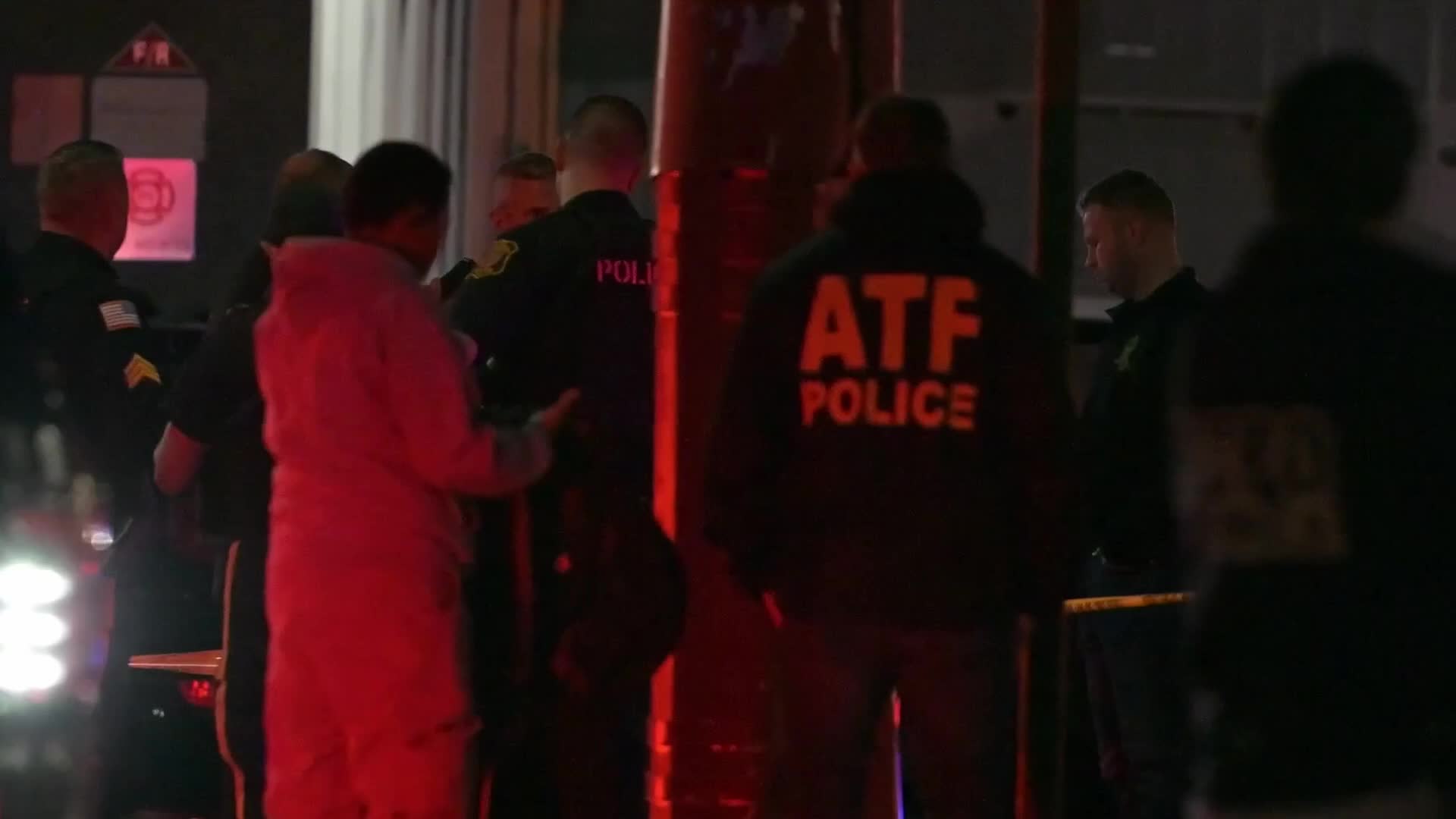 Federal agents work scene of a shooting near Commercial Avenue in Moonachie New Jersey