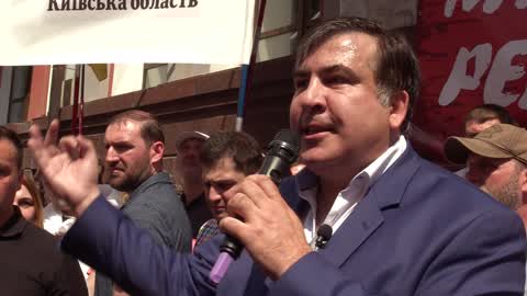Ex-Georgian president rally to register his political party in Kiev