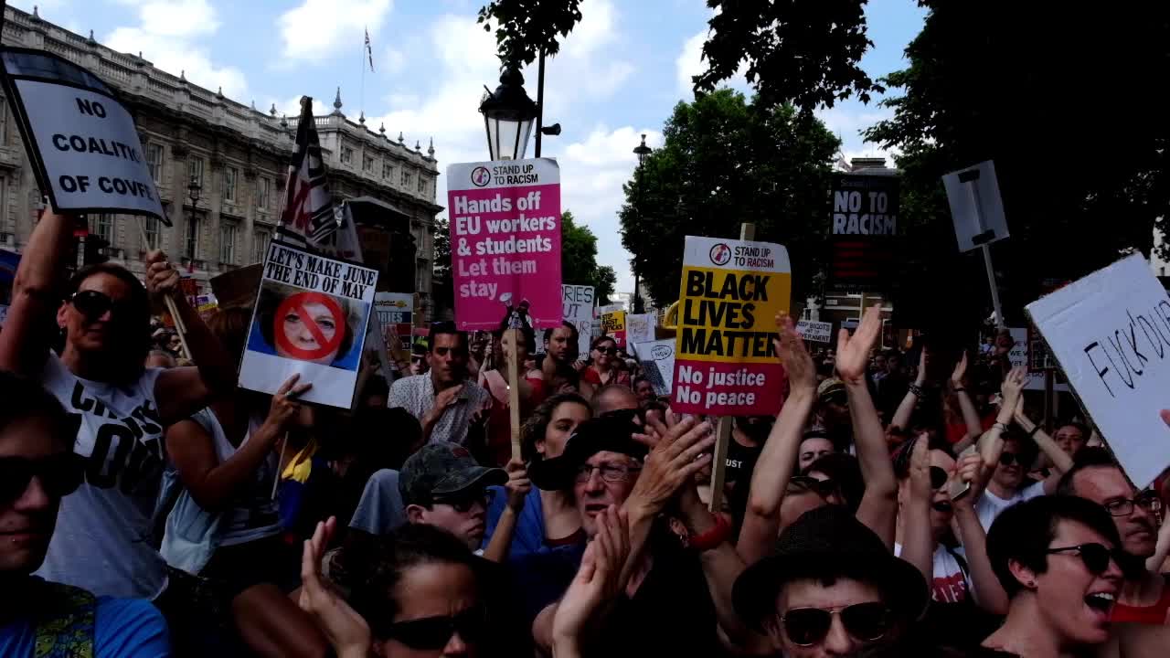     Protestors Hold Anti-May Demonstration In Whitehall