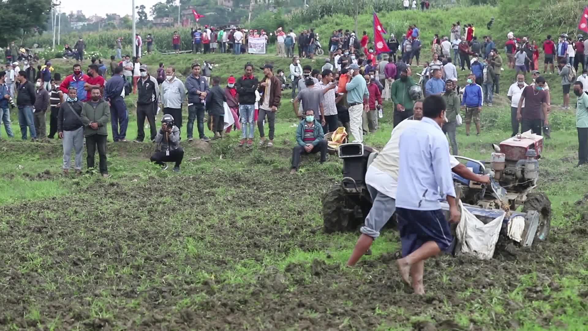 Local farmers carry out anti government protest for their land in Nepal
