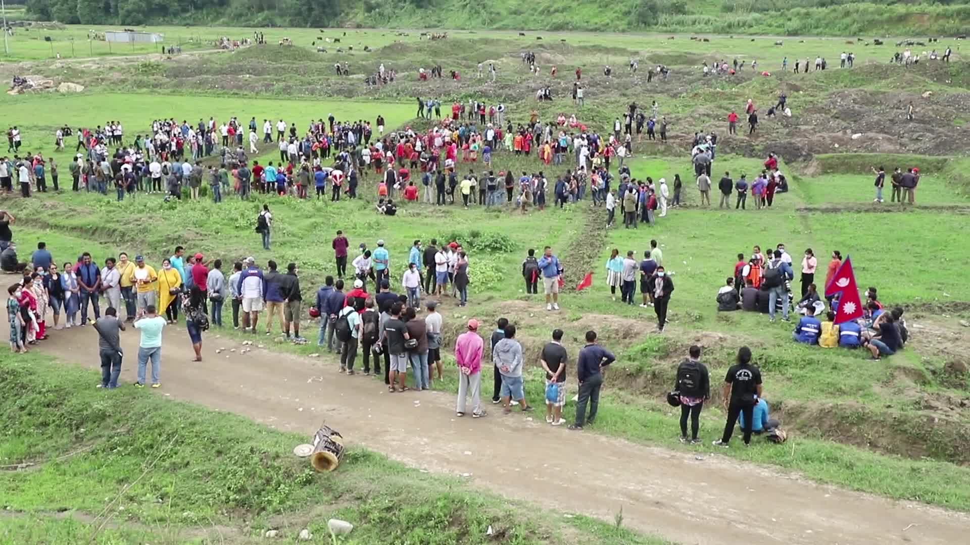 Local farmers carry out anti government protest for their land in Nepal