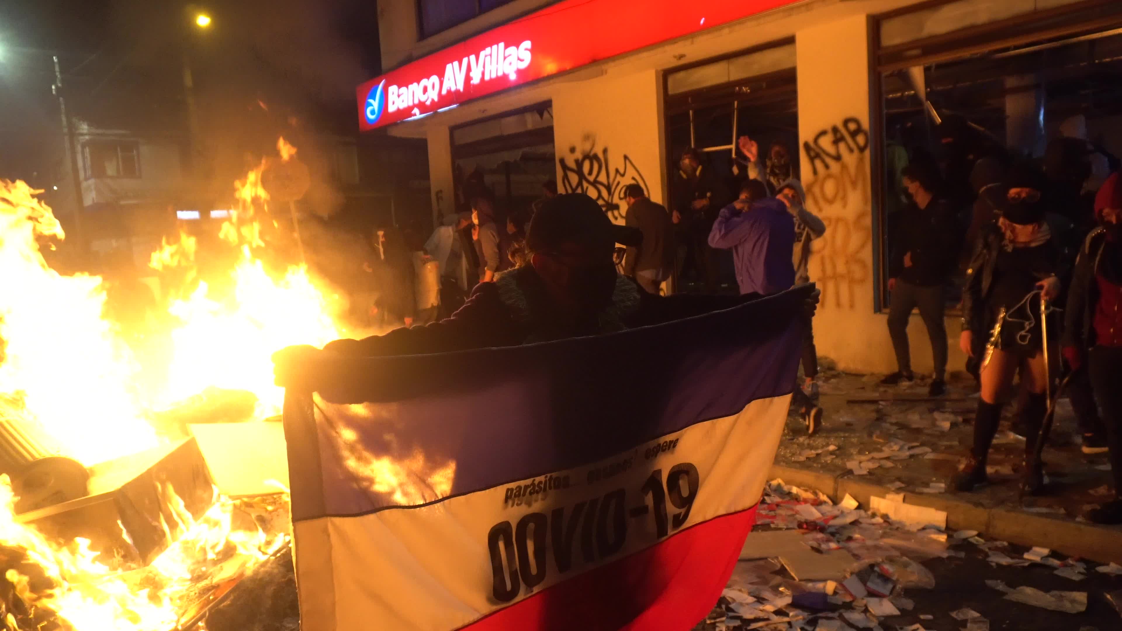 Protest in Bogota, Colombia against the death of a lawyer under police custody