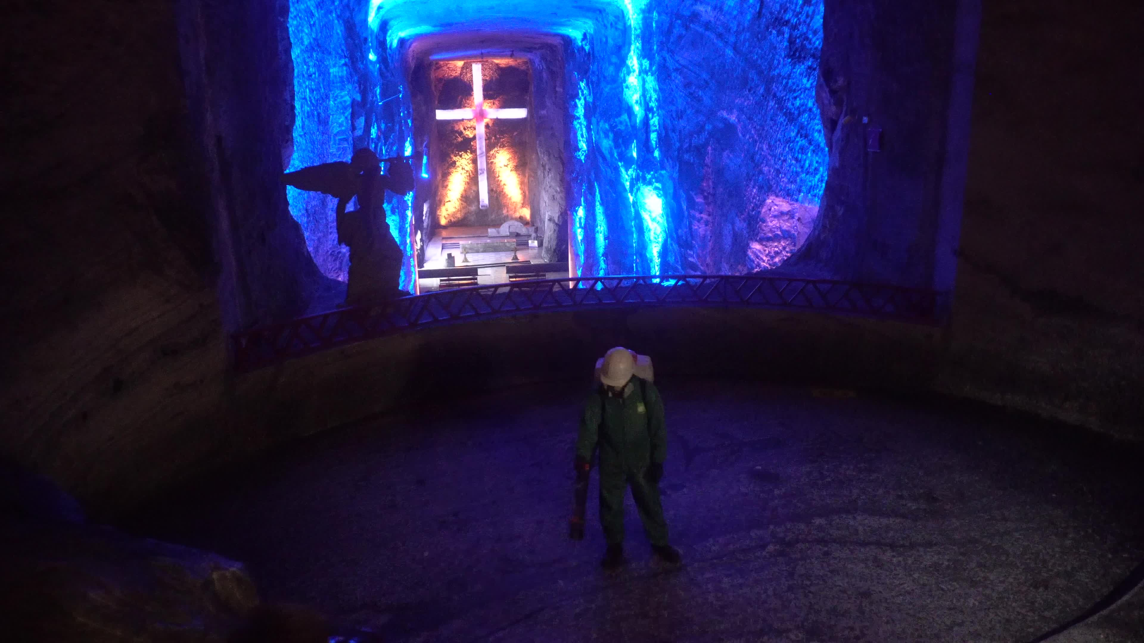 Disinfection of Cathedral de Sal in Colombia amid the COVID-19 emergency