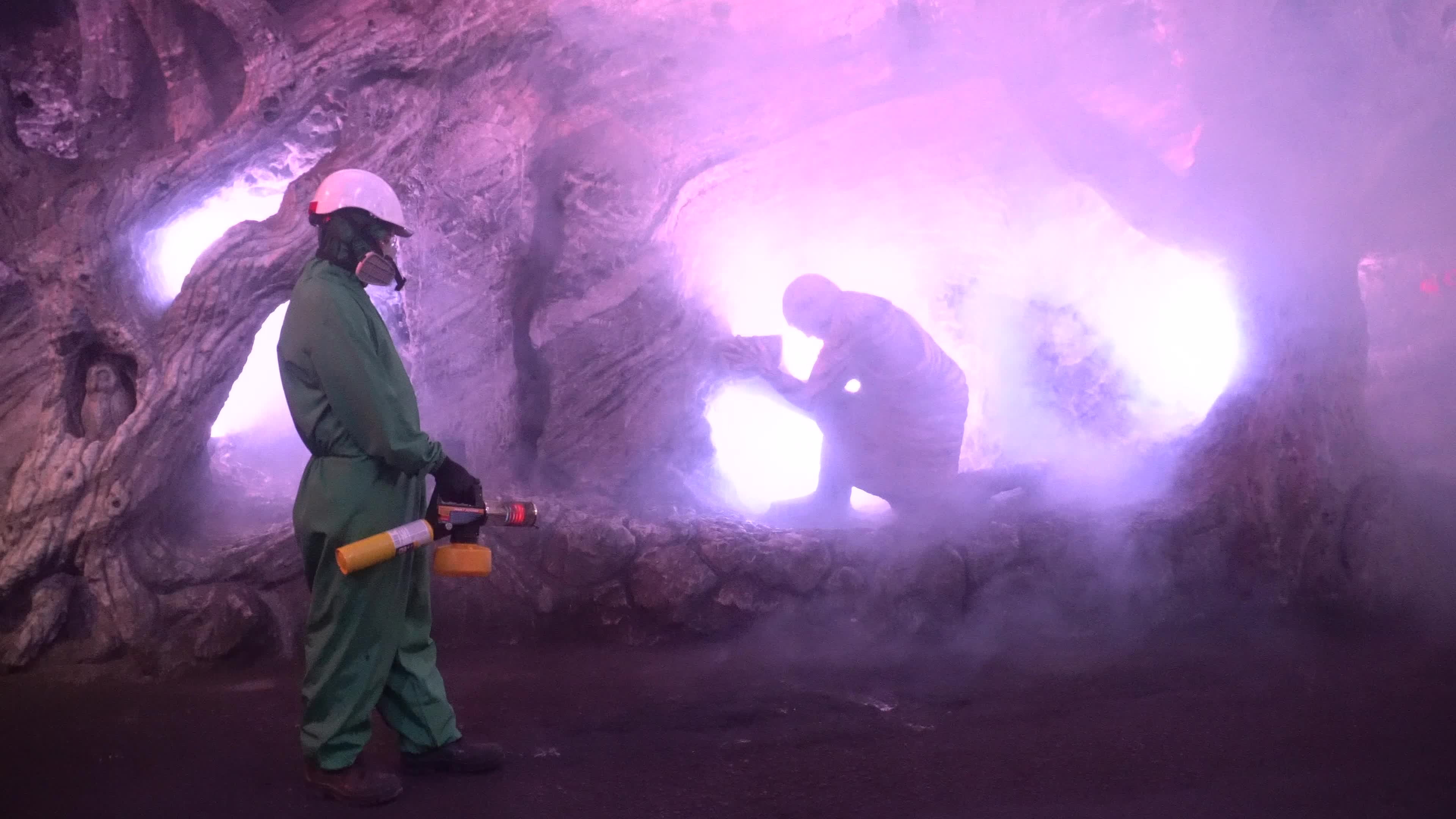 Disinfection of Cathedral de Sal in Colombia amid the COVID-19 emergency