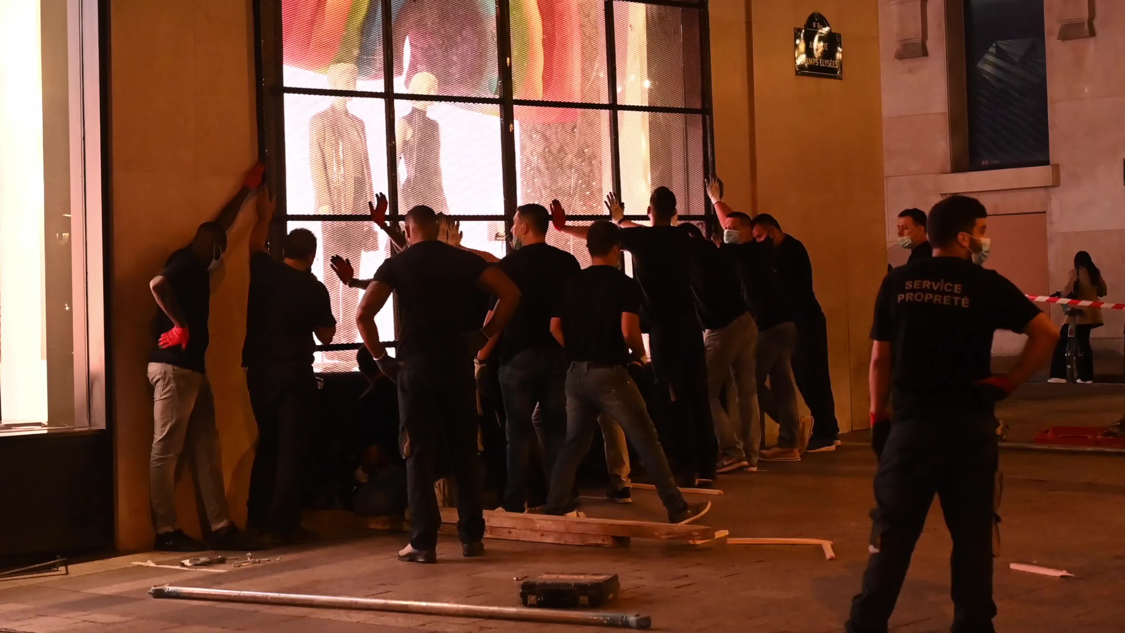 Barricades at the Champs-Elysées for the Yellow Vest protest in Paris