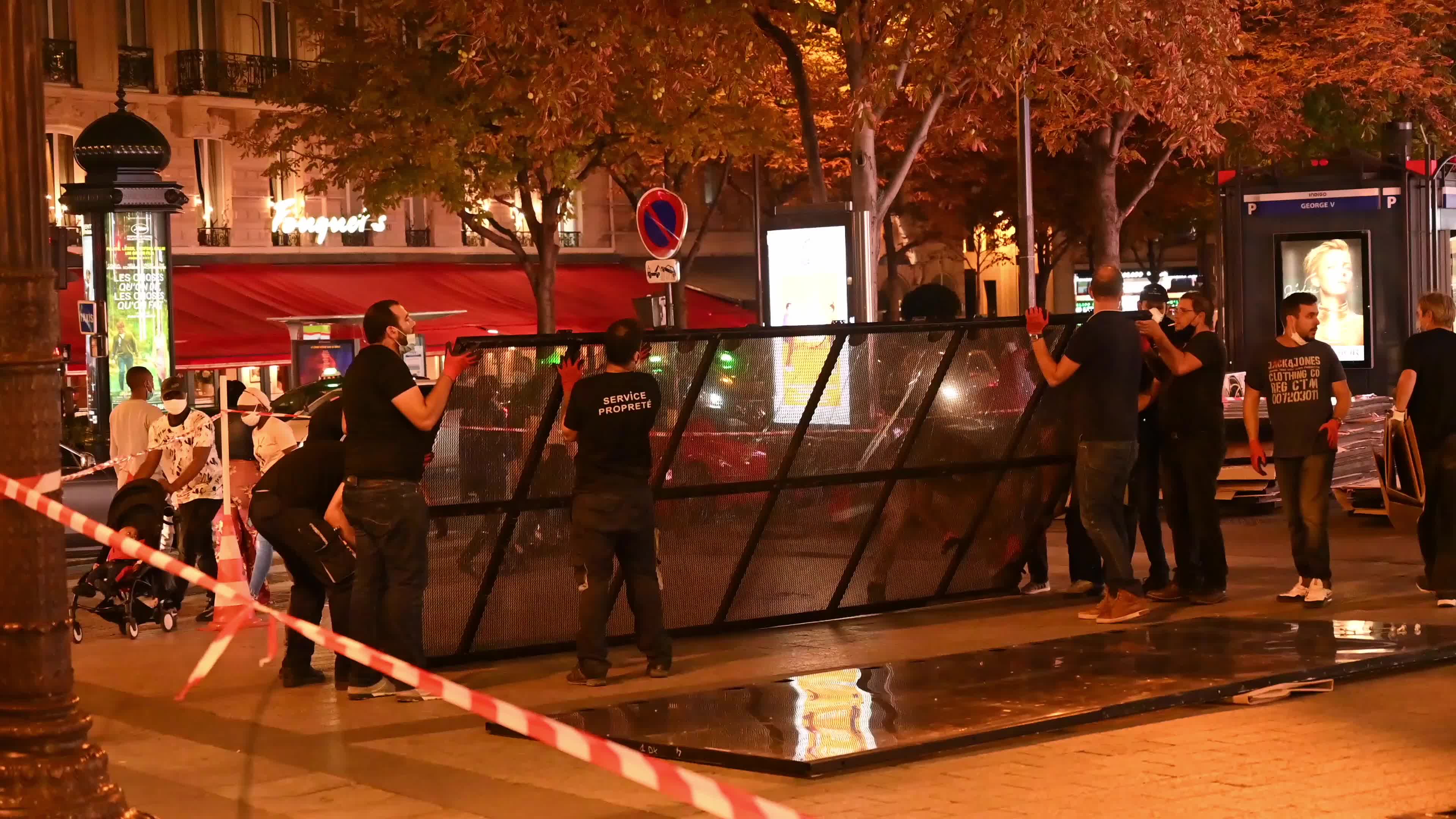 Barricades at the Champs-Elysées for the Yellow Vest protest in Paris