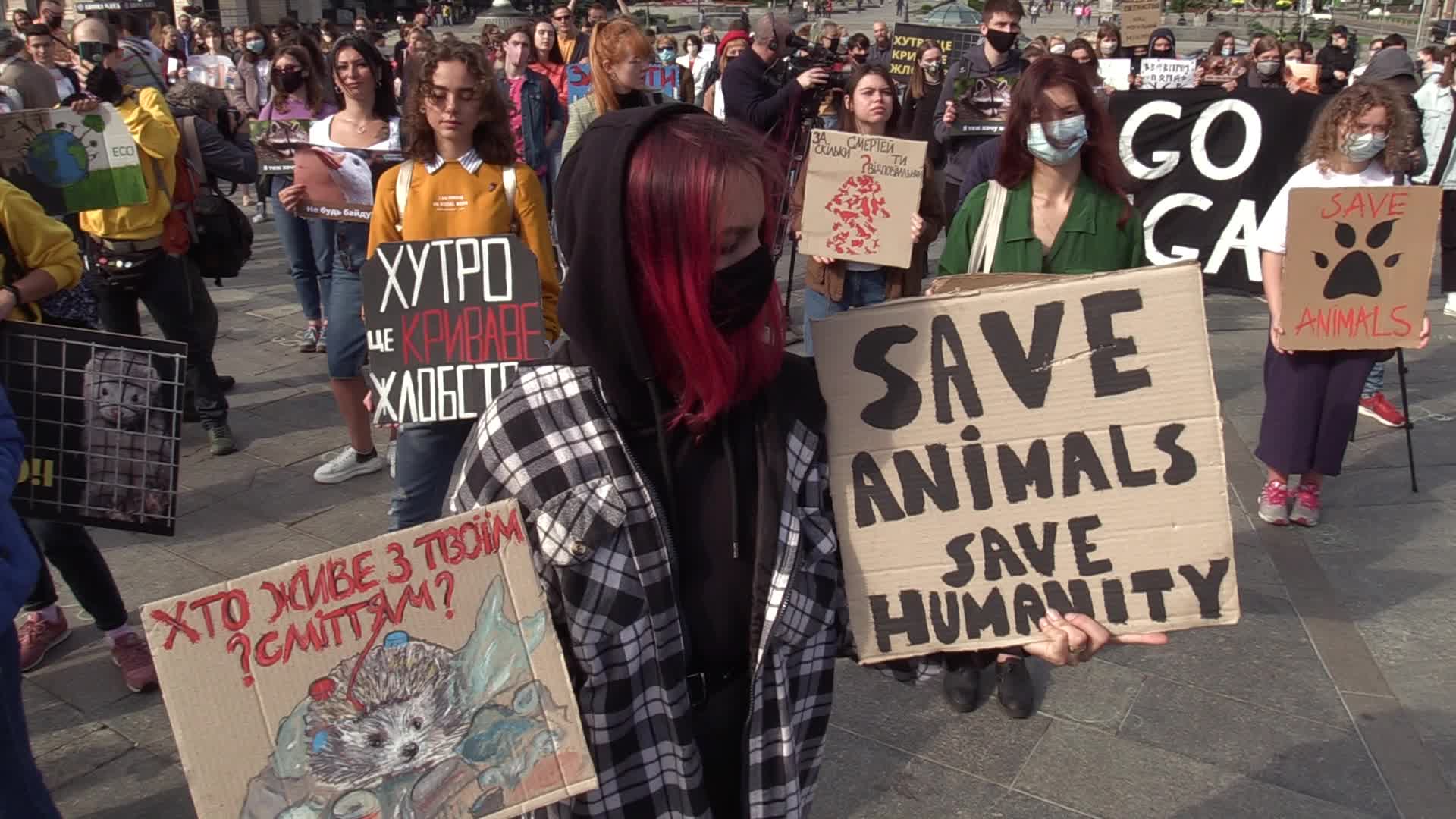 Animal rights supporters rally to the World Animal Day in Kyiv