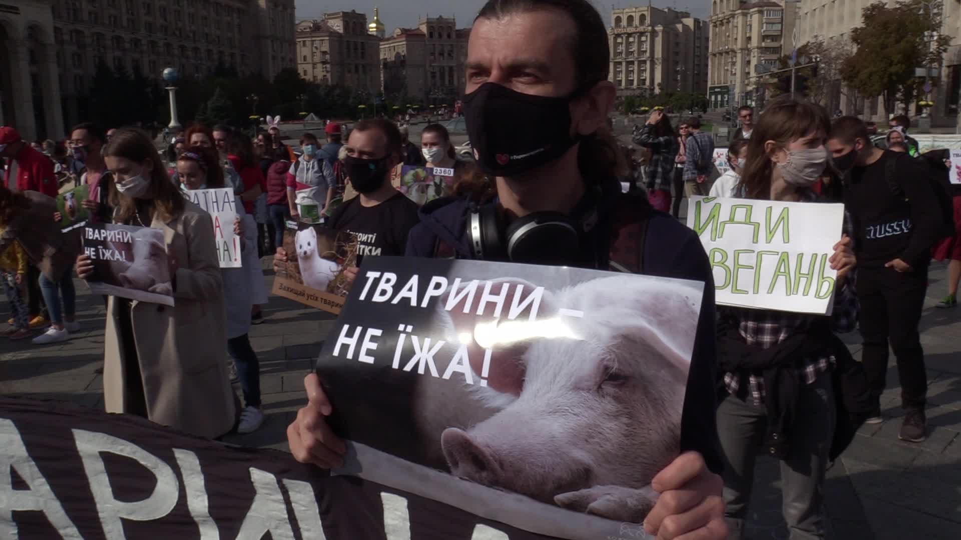 Animal rights supporters rally to the World Animal Day in Kyiv