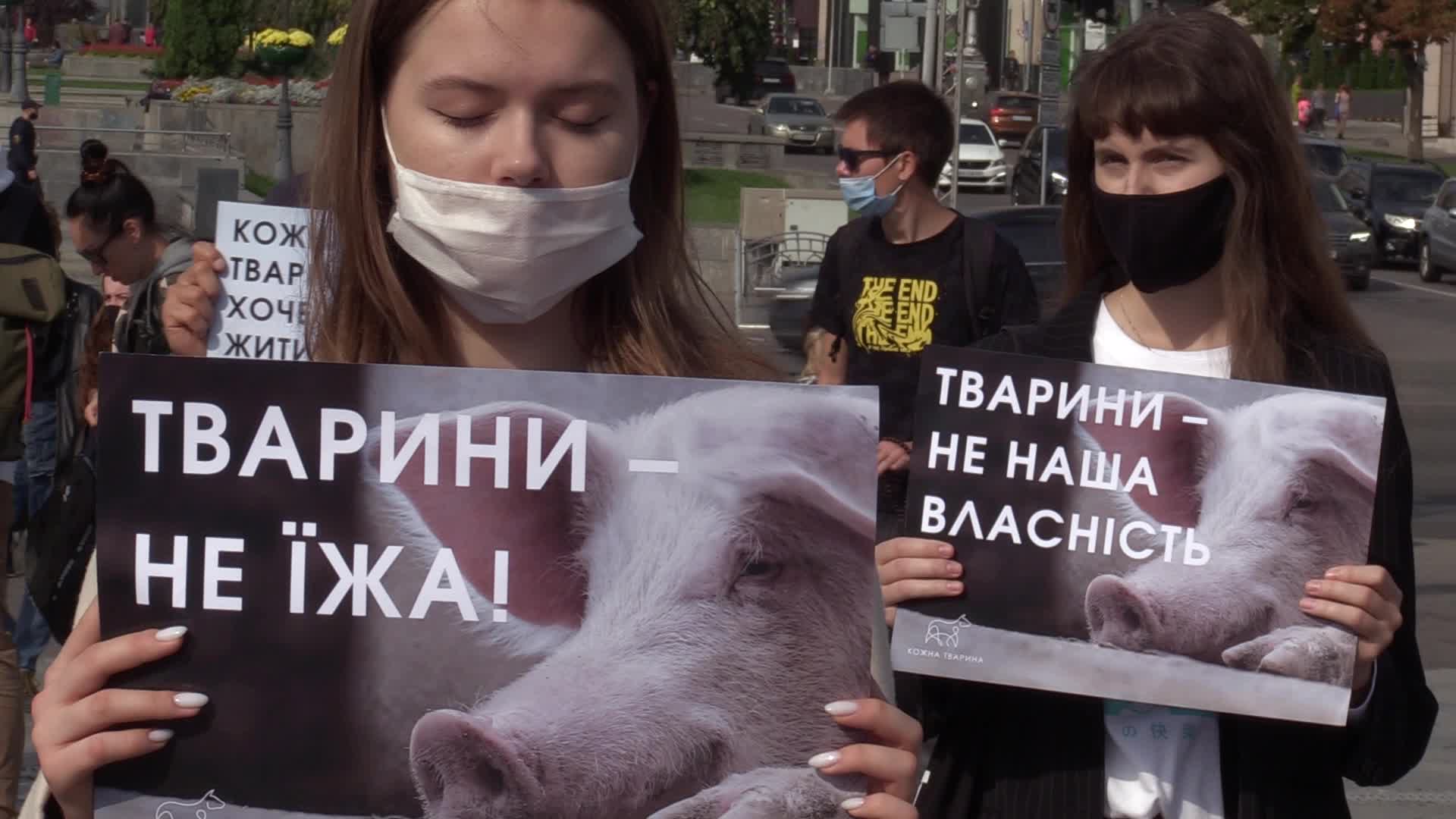 Animal rights supporters rally to the World Animal Day in Kyiv