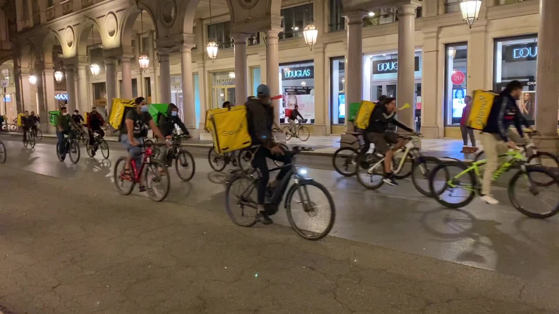 Food delivery riders protest in Turin