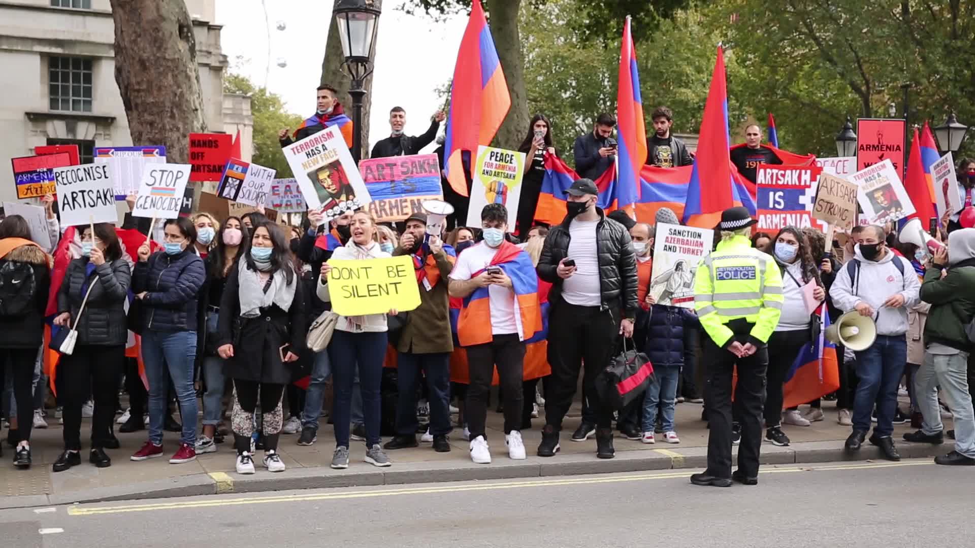 Demonstration Against War In Nagorno-Karabkah In London