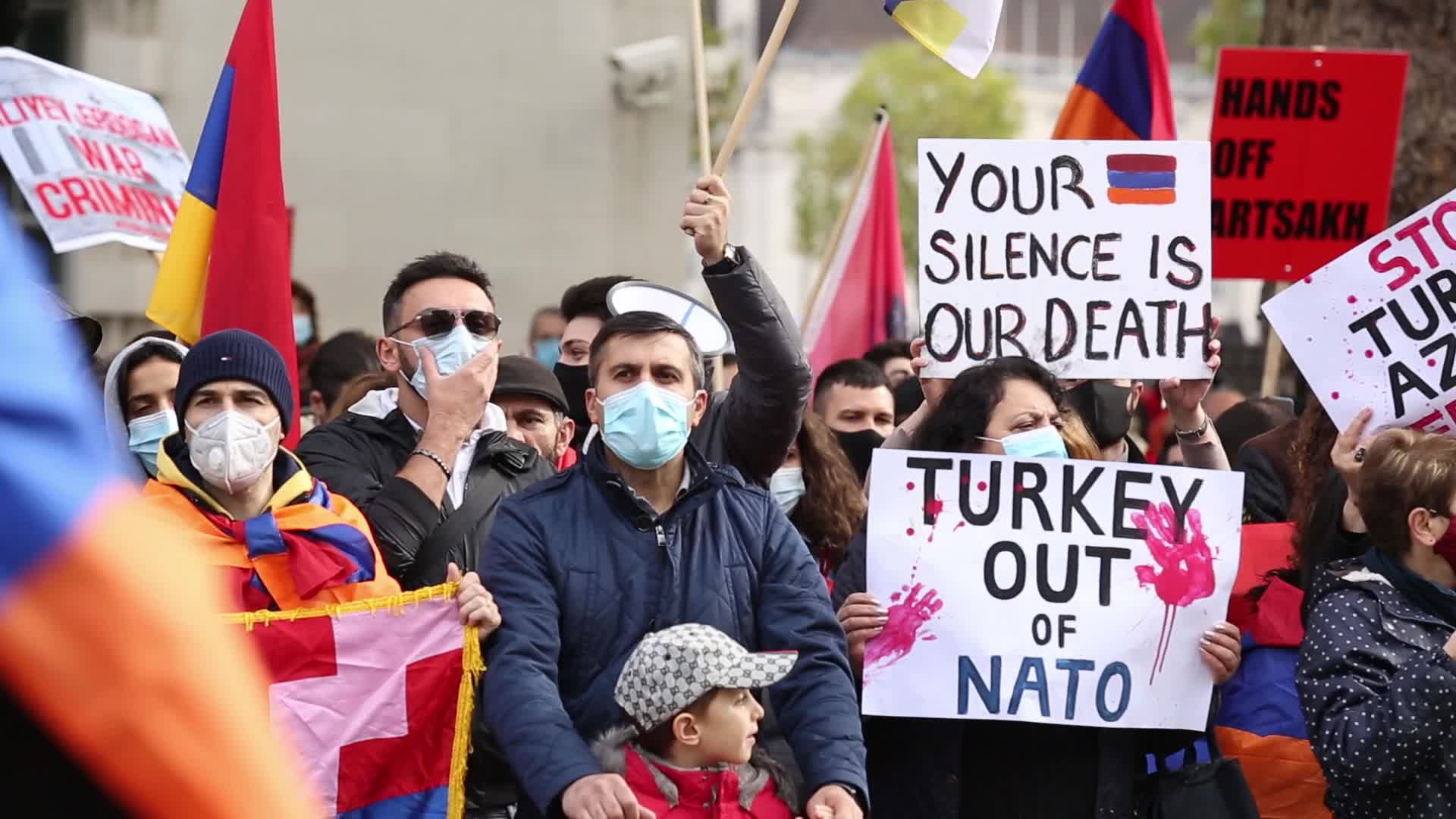 Demonstration Against War In Nagorno-Karabkah In London
