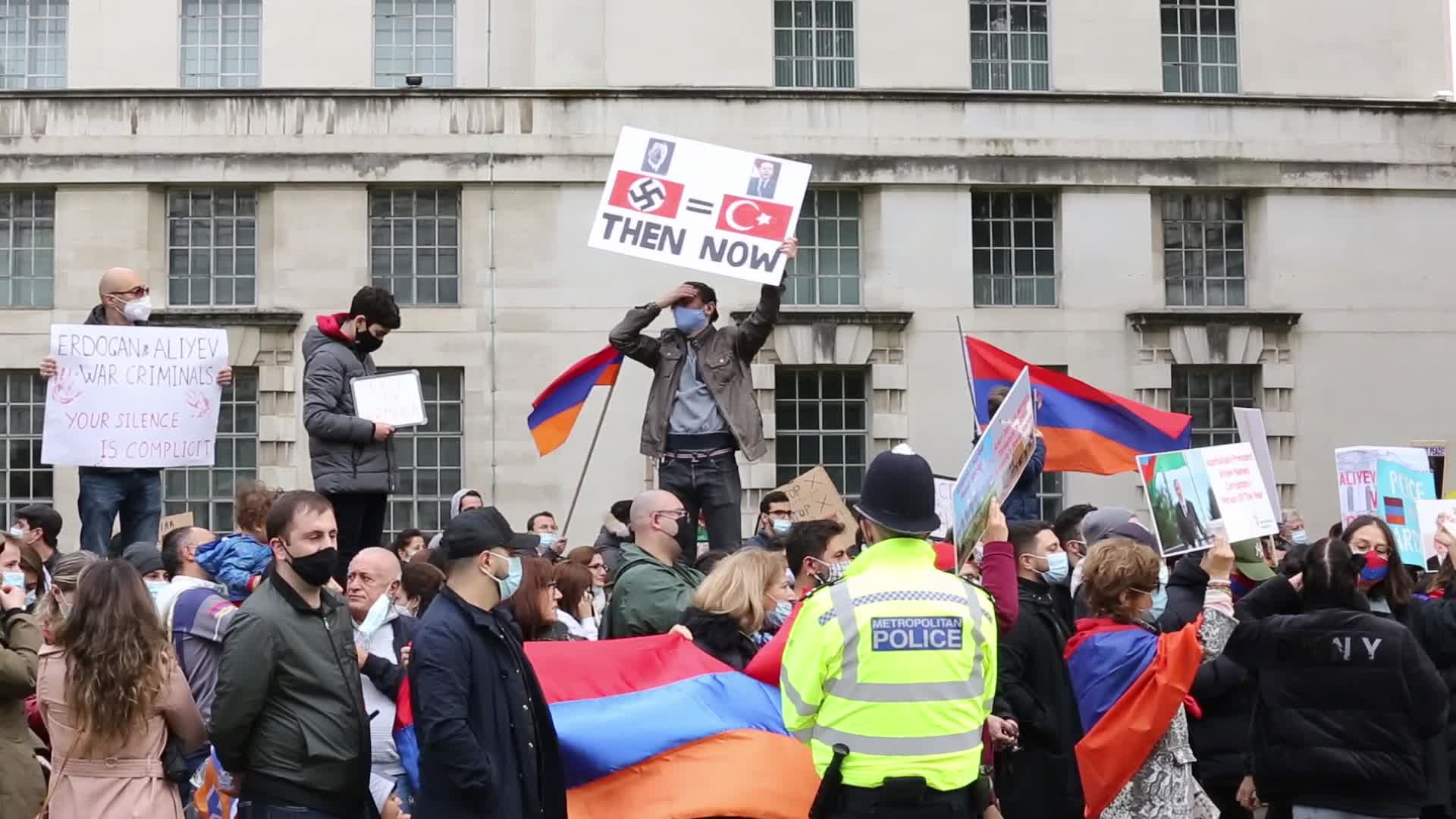 Demonstration Against War In Nagorno-Karabkah In London