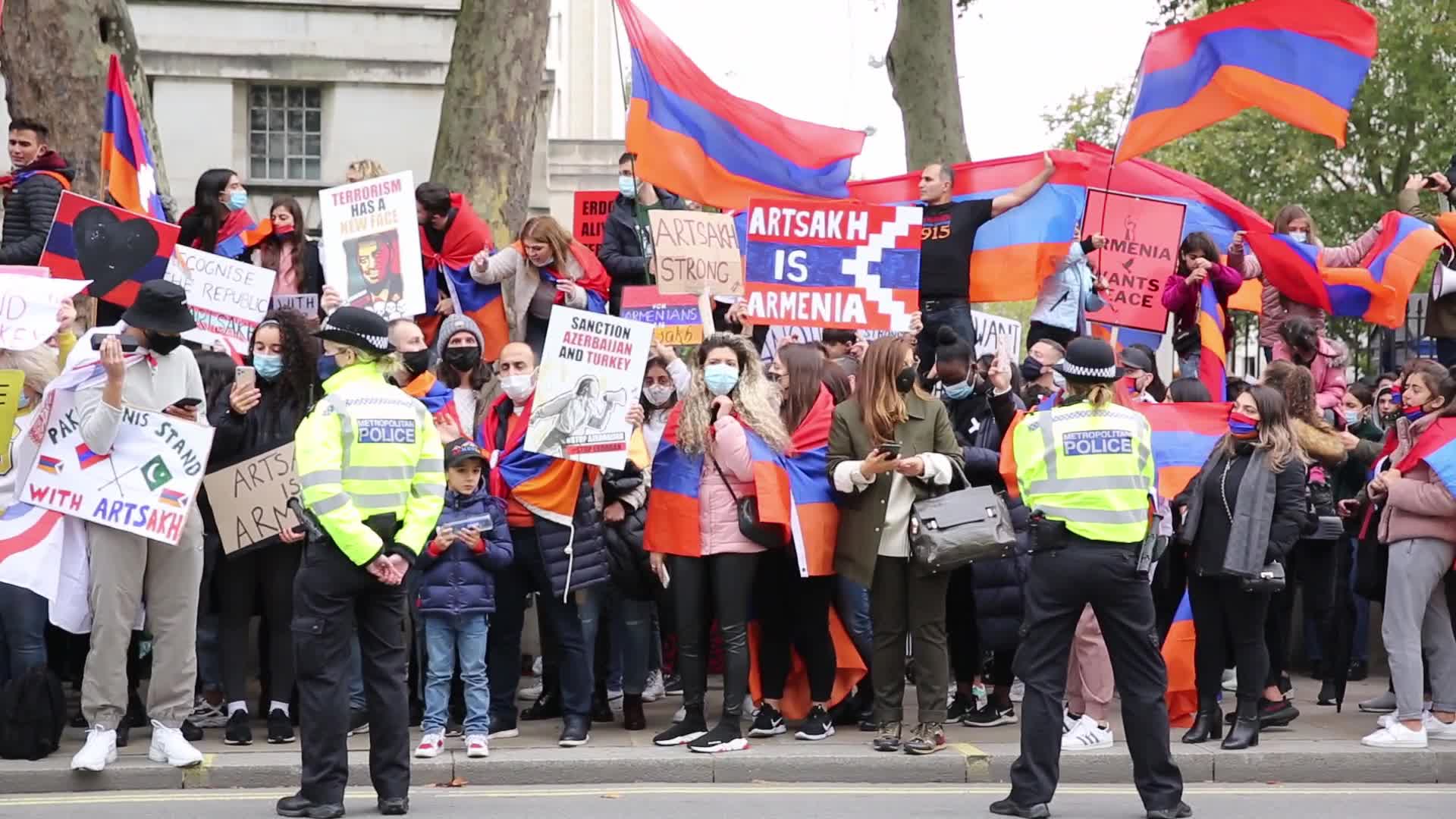 Demonstration Against War In Nagorno-Karabkah In London