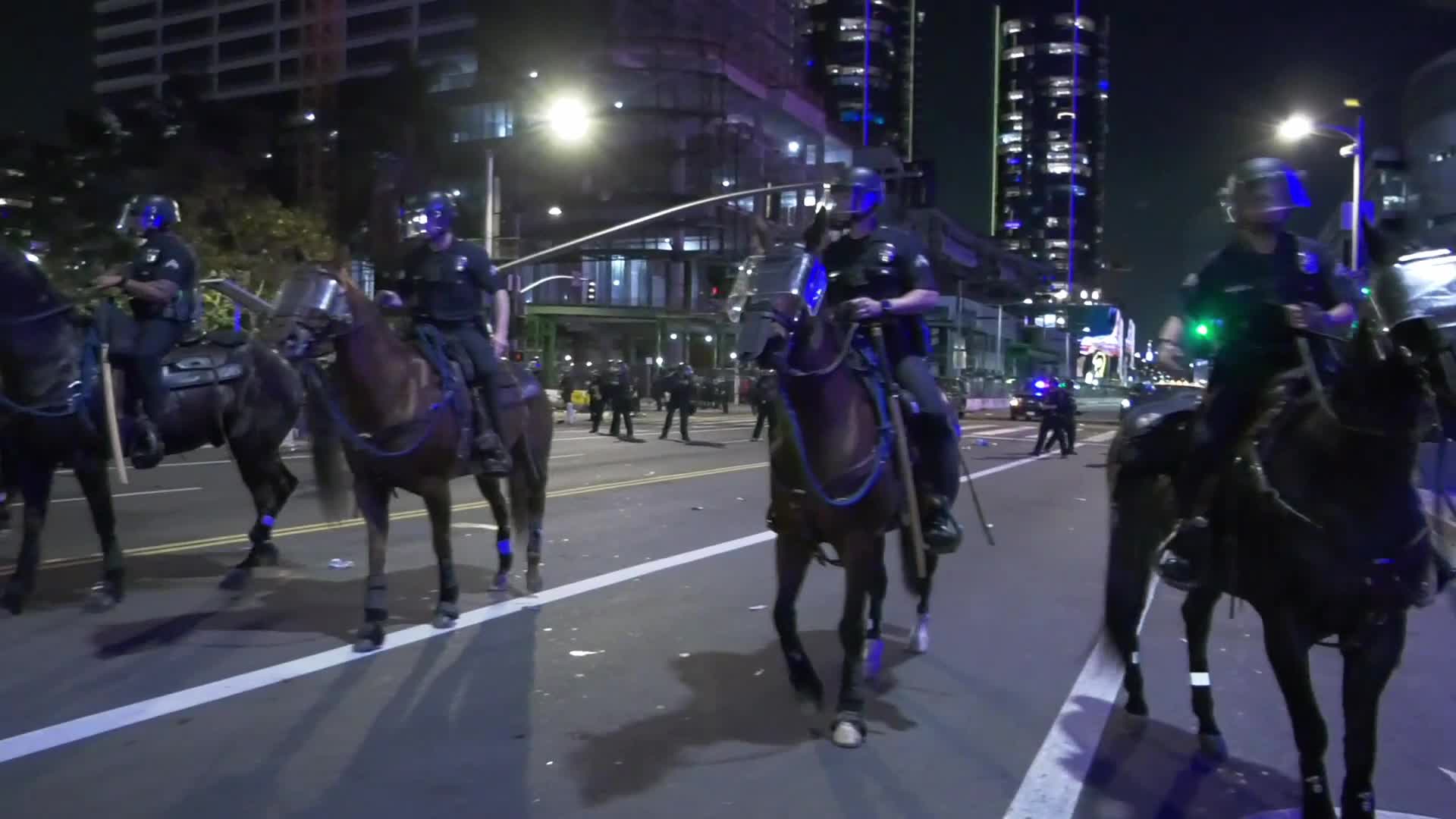 Crowd of Lakers fans clashed with police following the victory in NBA Finals