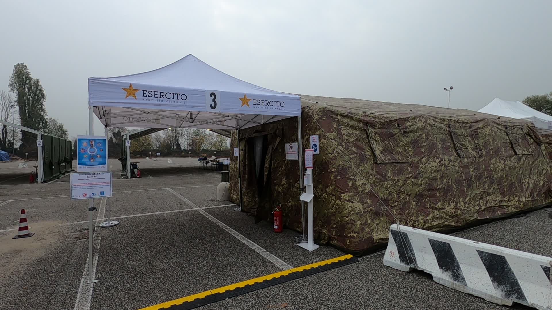 The opening day of the largest Italian Drive Through for SARS-COv2 quick swabs in Milan