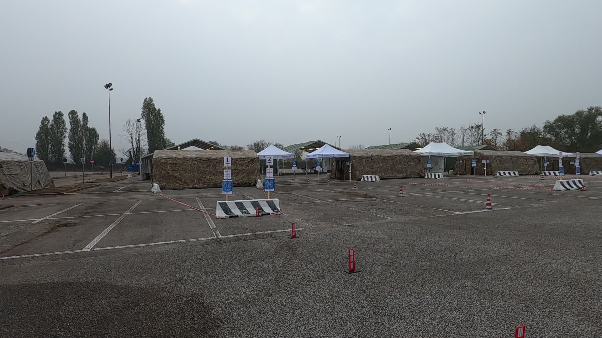 The opening day of the largest Italian Drive Through for SARS-COv2 quick swabs in Milan