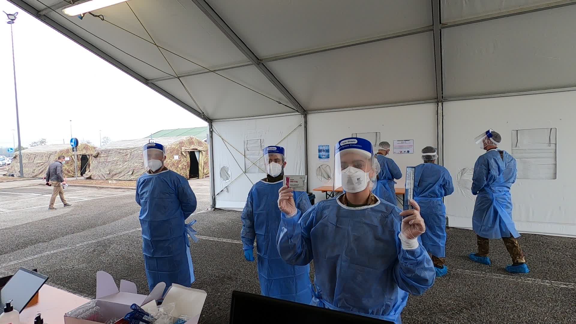 The opening day of the largest Italian Drive Through for SARS-COv2 quick swabs in Milan