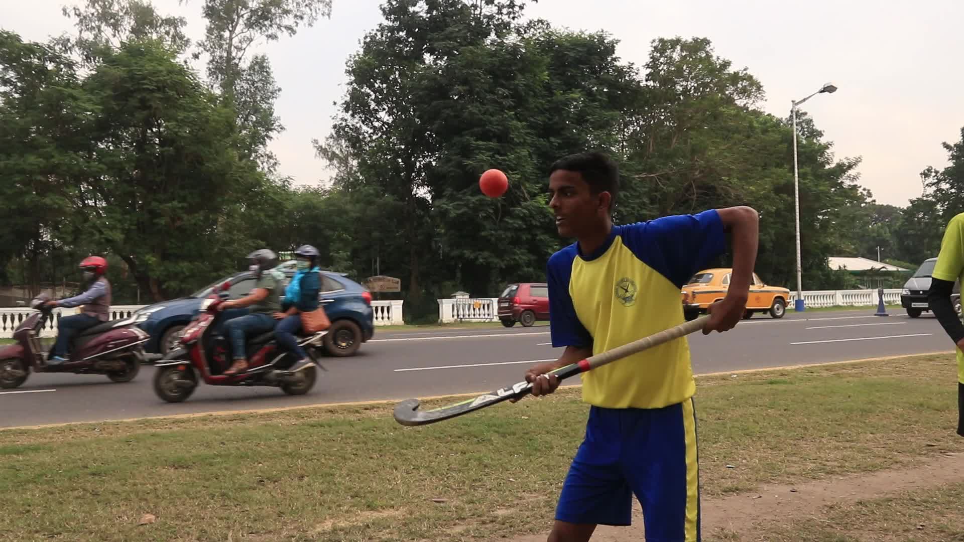 Hockey players in Kolkata amid the Covid-19 pandemic