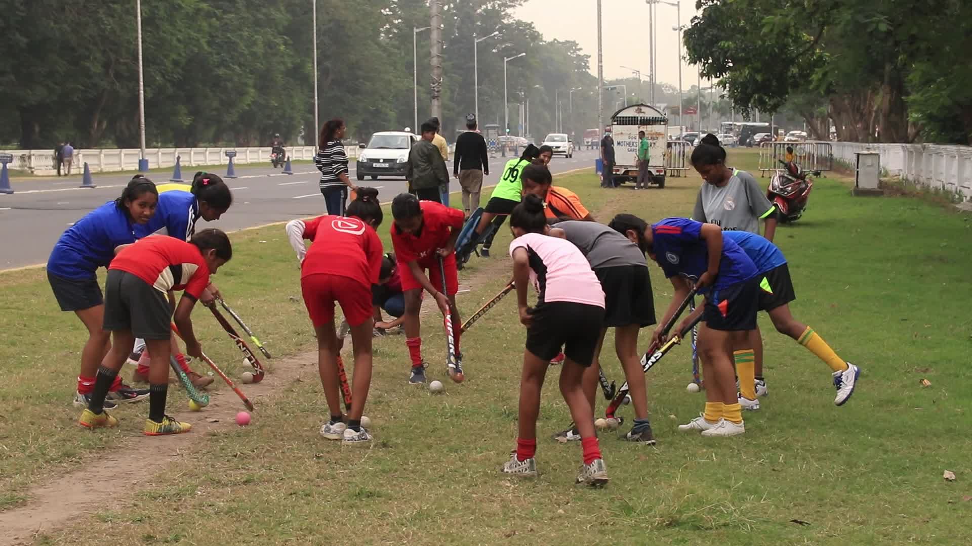 Hockey players in Kolkata amid the Covid-19 pandemic