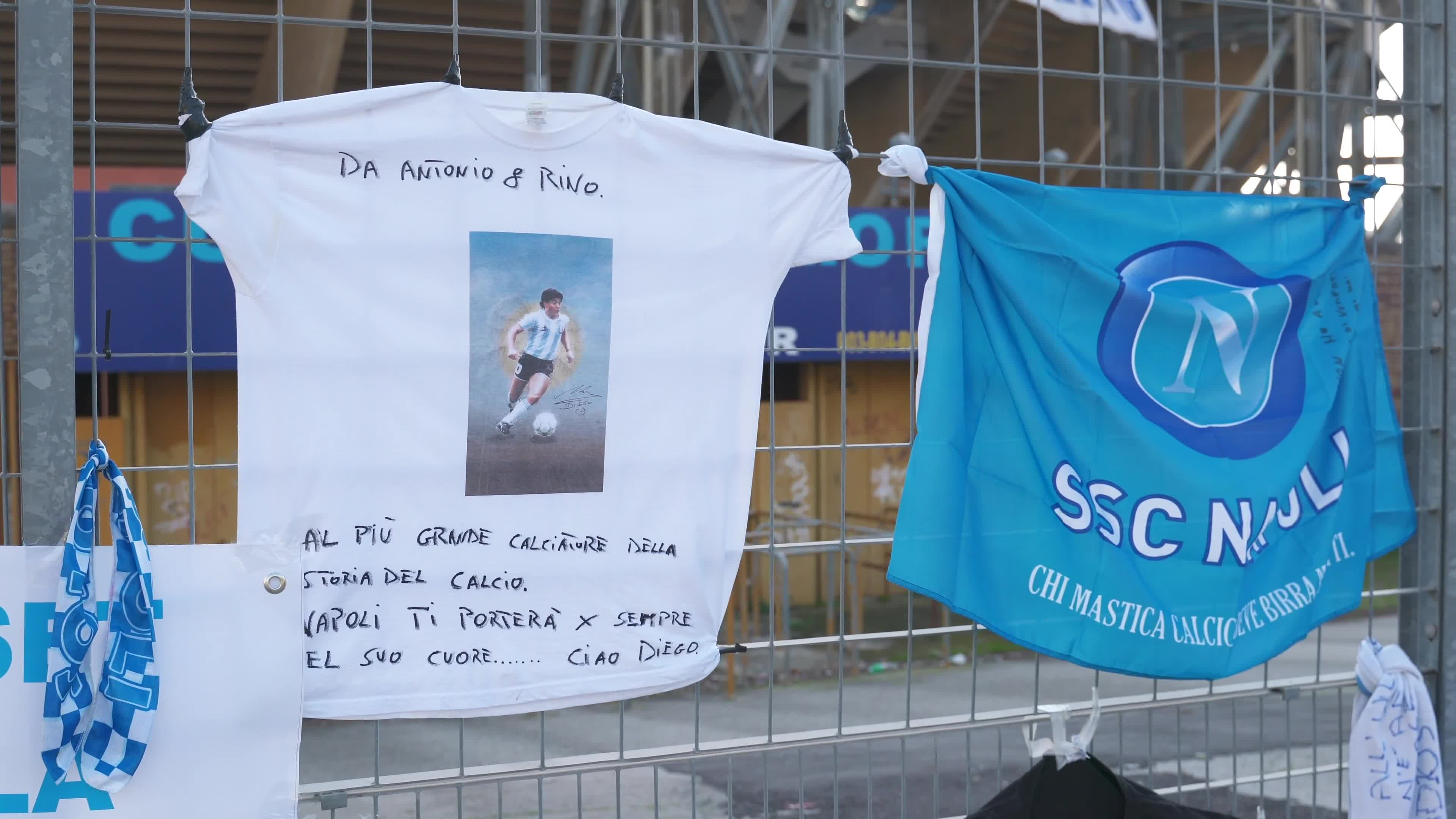 Maradona's fans bring homage to the soccer superstar in Naples
