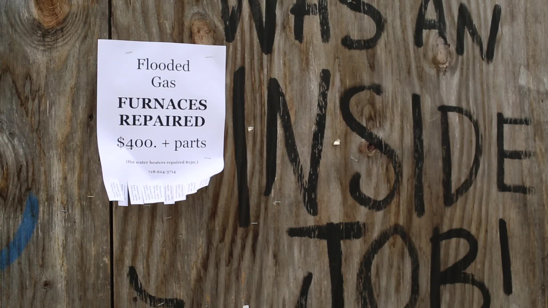 NYC: Flooded Gas Furnace repair sign