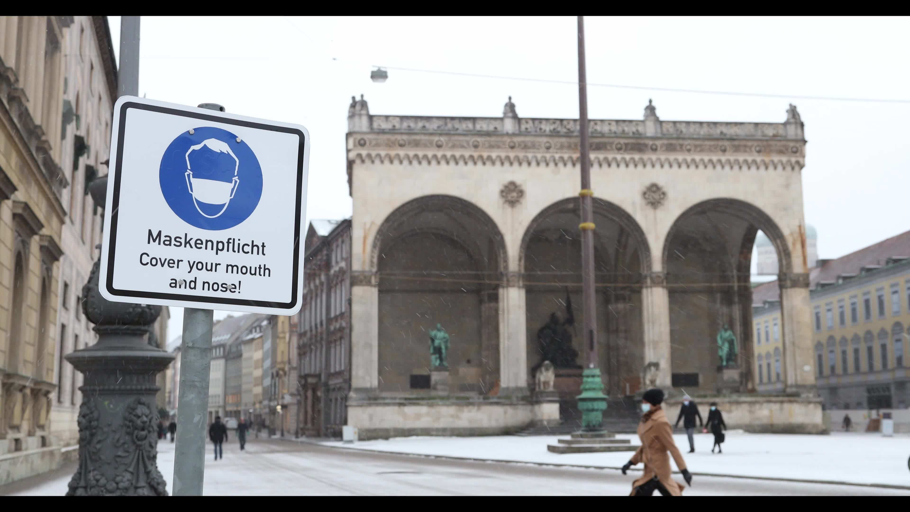 Snowfall in Munich, Germany amid the Covid-19 pandemic