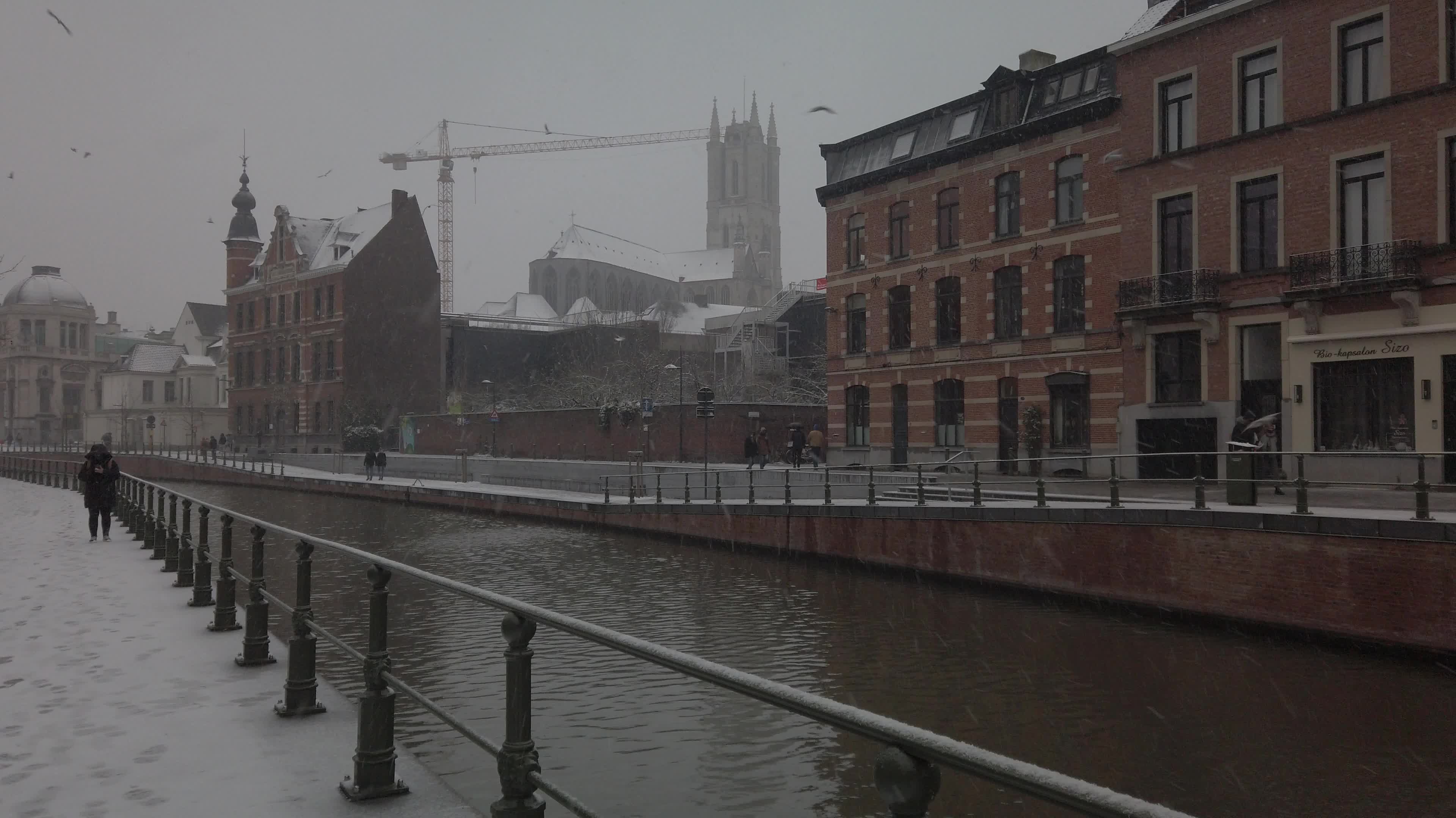 Snowfall in Gent Amid The Covid-19 Pandemic