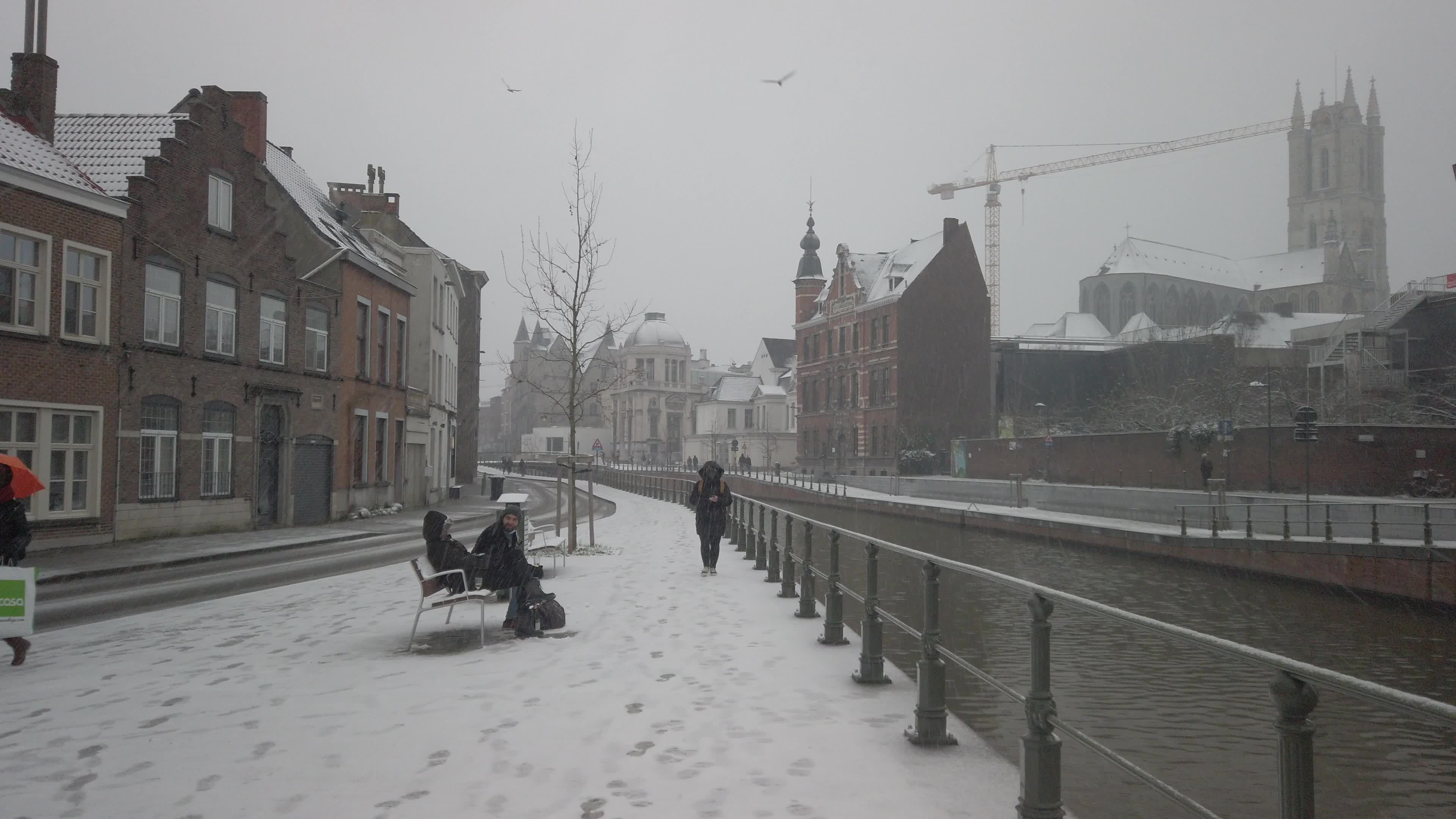 Snowfall in Gent Amid The Covid-19 Pandemic