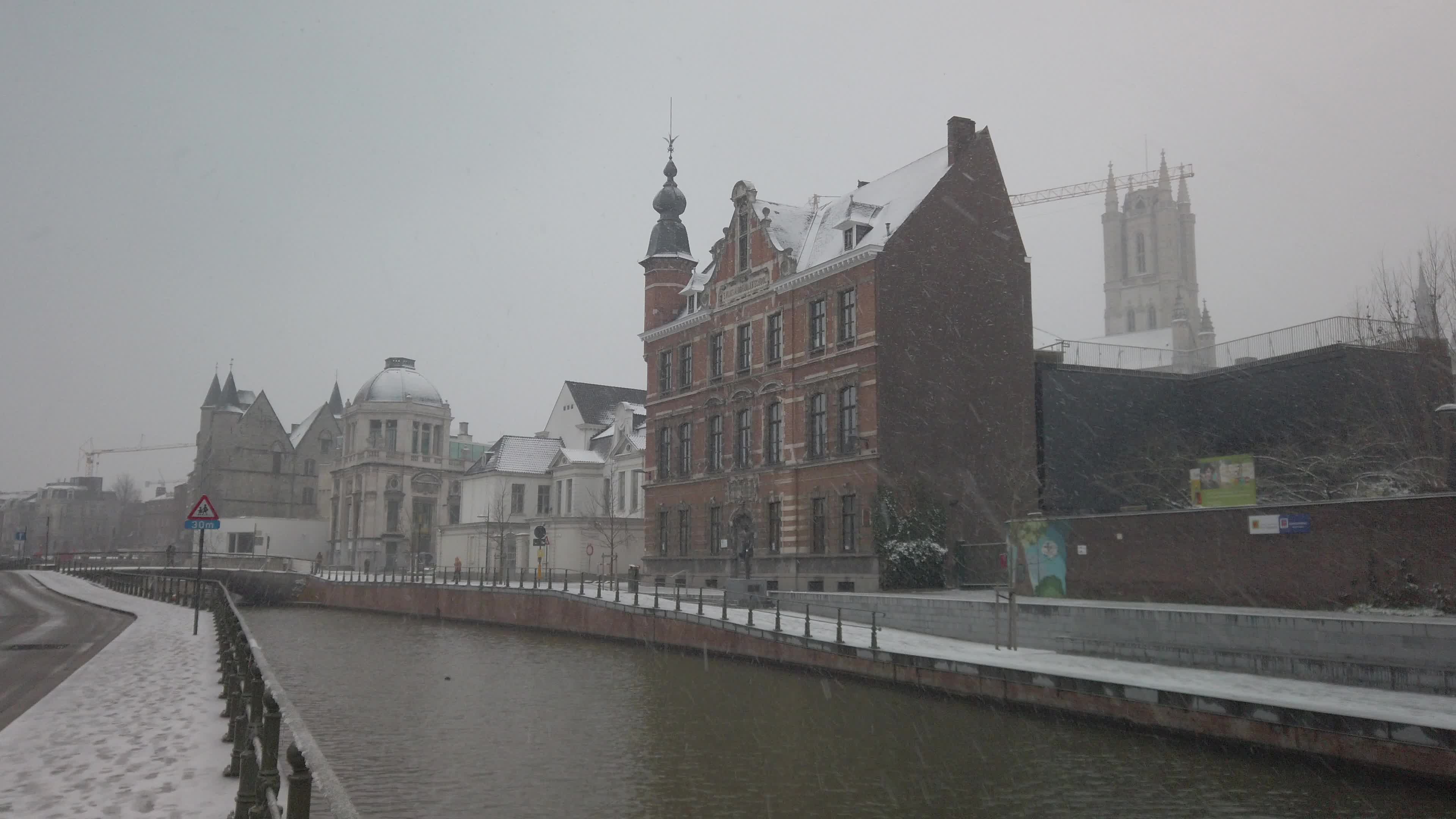 Snowfall in Gent Amid The Covid-19 Pandemic