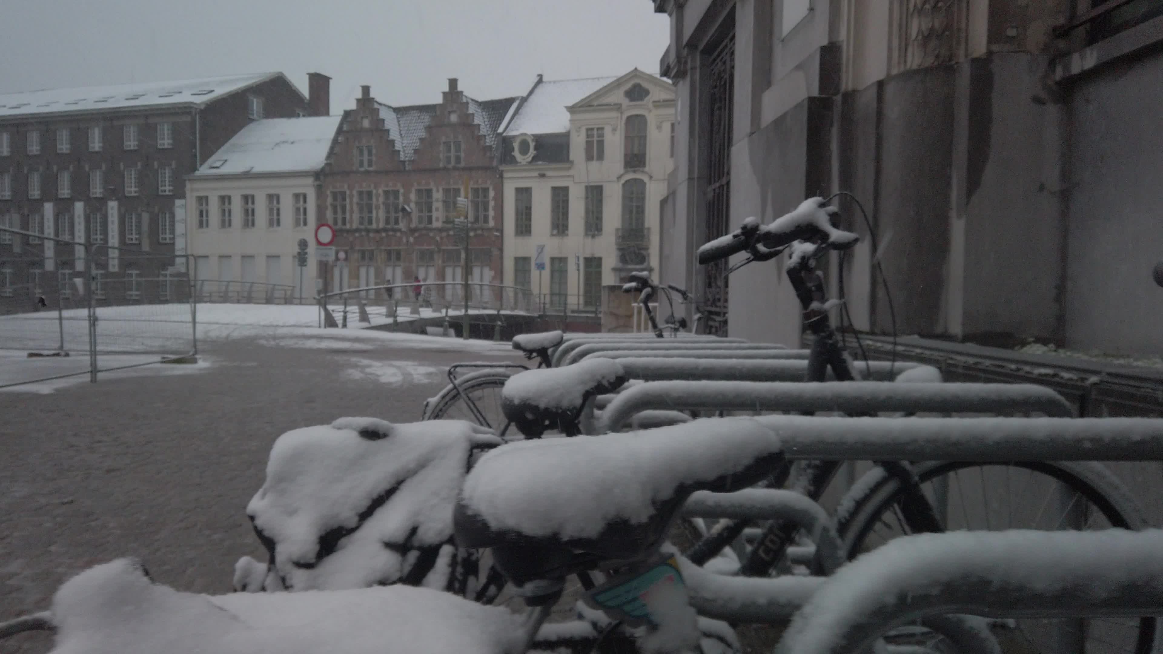 Snowfall in Gent Amid The Covid-19 Pandemic