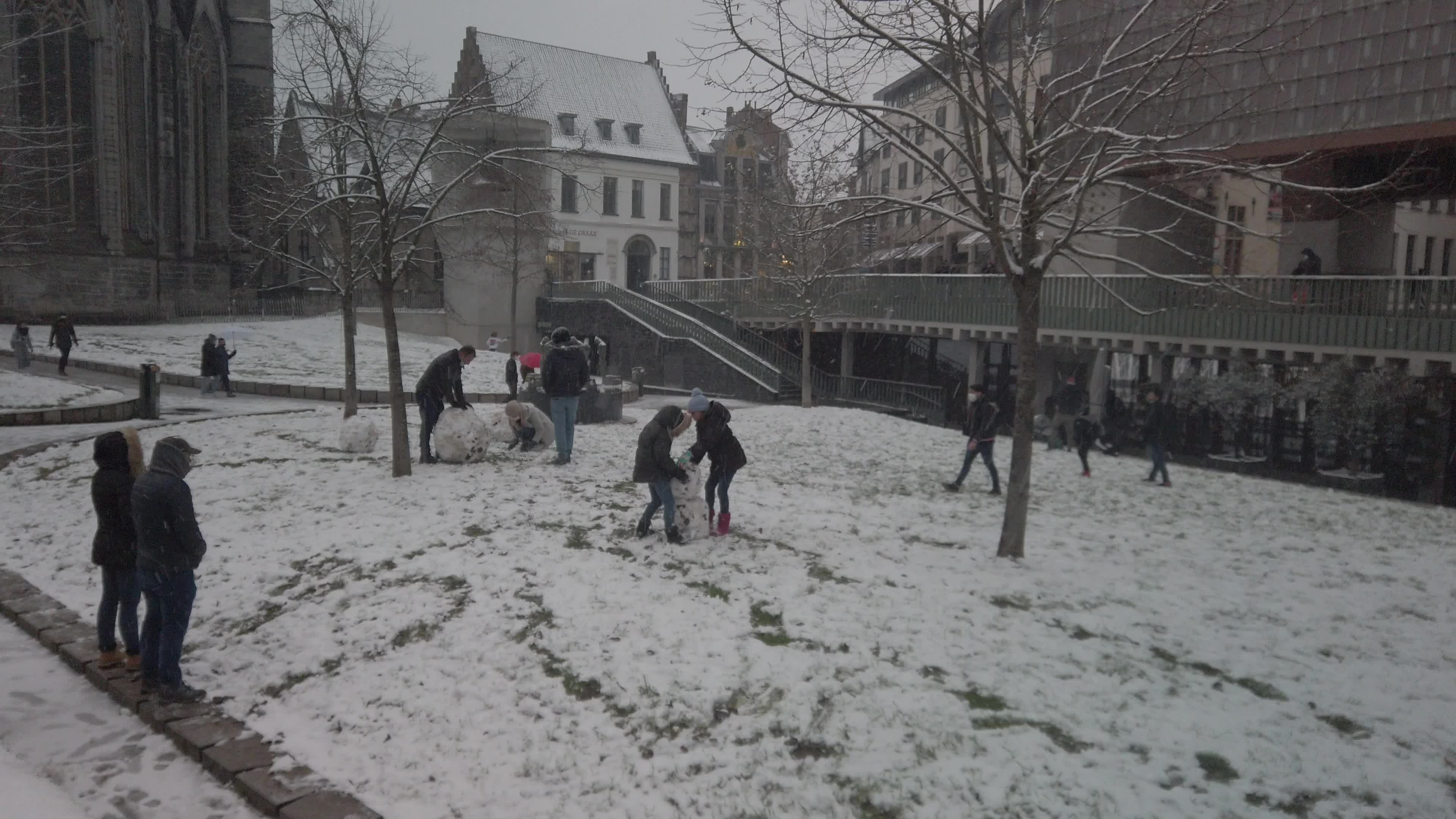 Snowfall in Gent Amid The Covid-19 Pandemic
