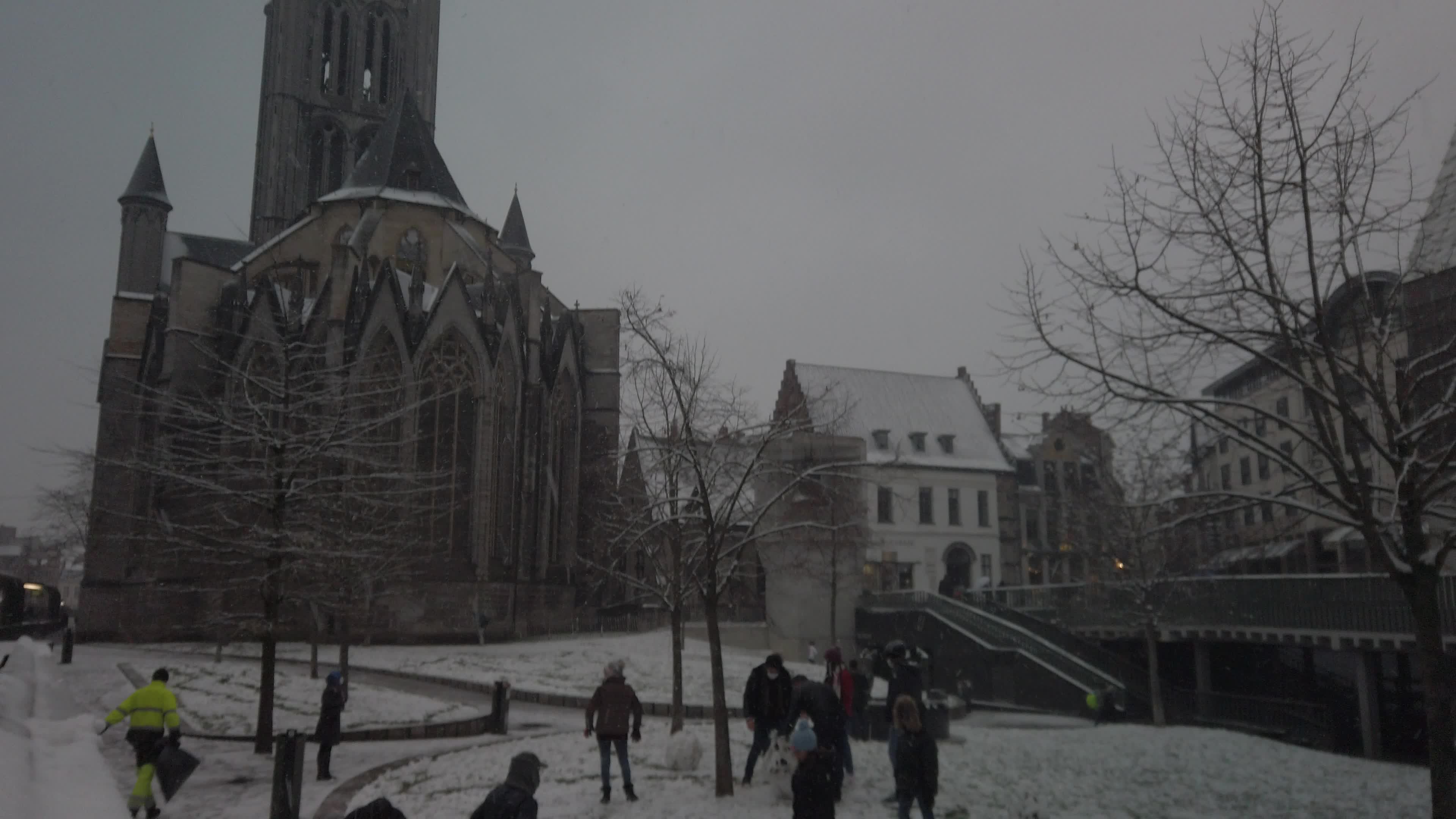 Snowfall in Gent Amid The Covid-19 Pandemic
