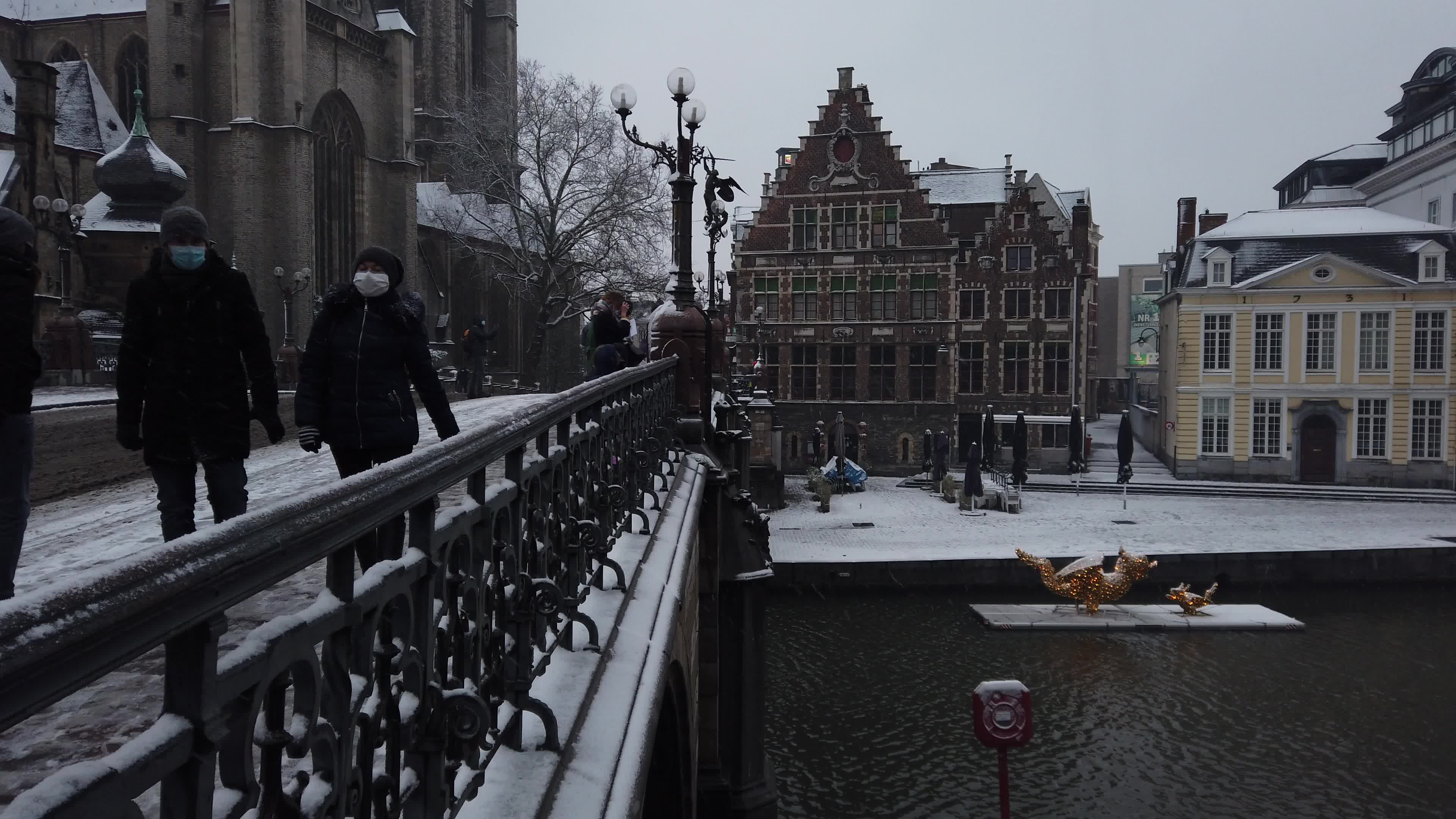 Snowfall in Gent Amid The Covid-19 Pandemic
