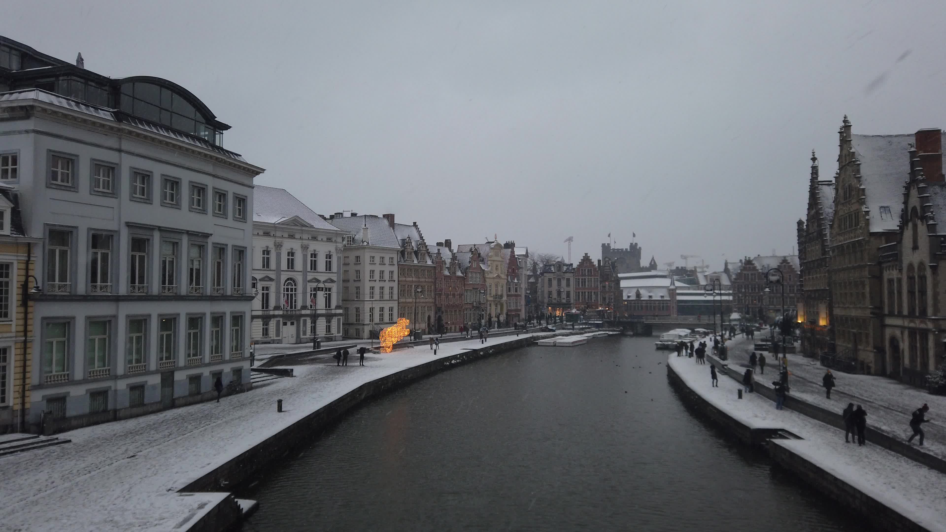 Snowfall in Gent Amid The Covid-19 Pandemic