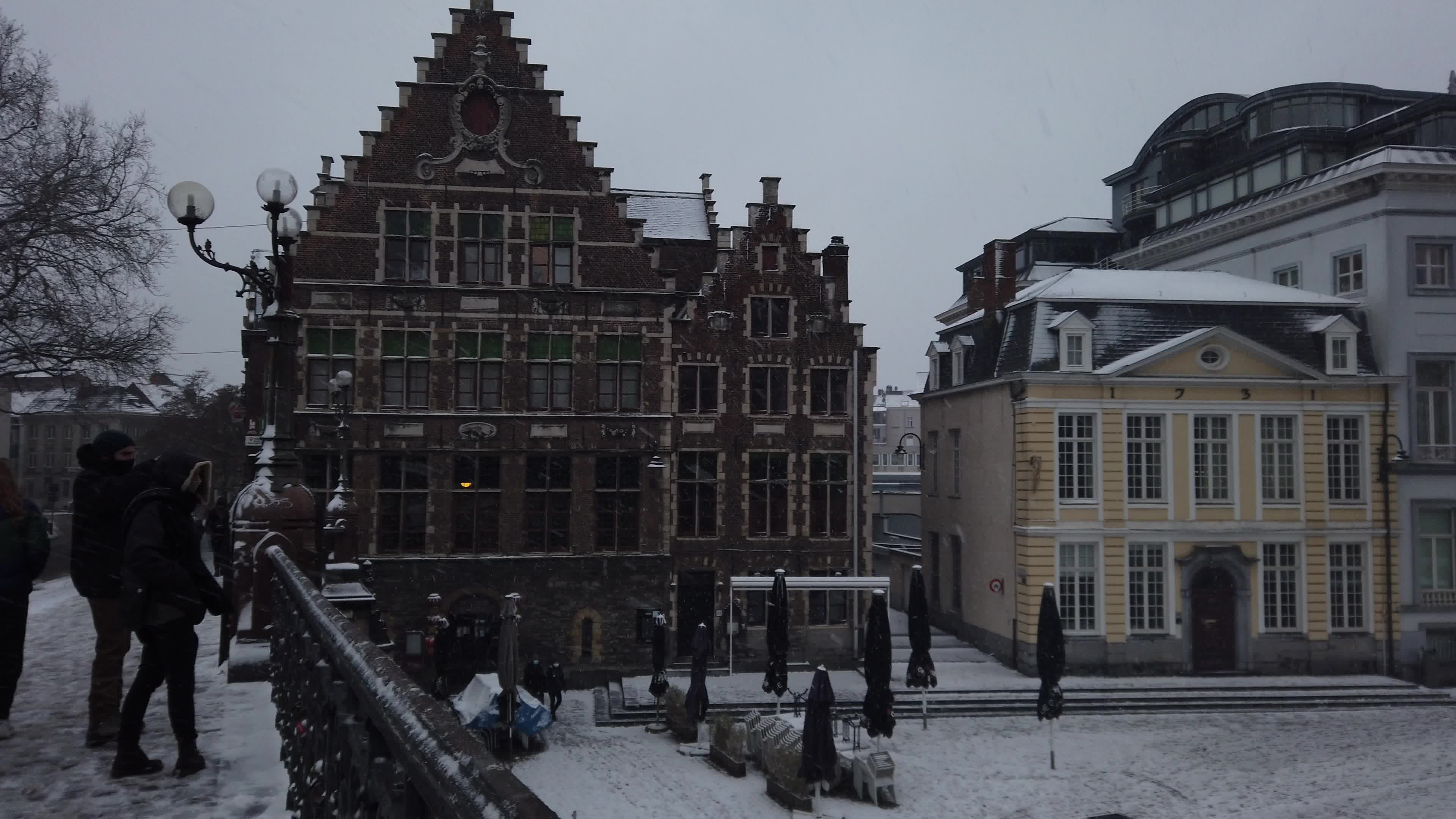Snowfall in Gent Amid The Covid-19 Pandemic