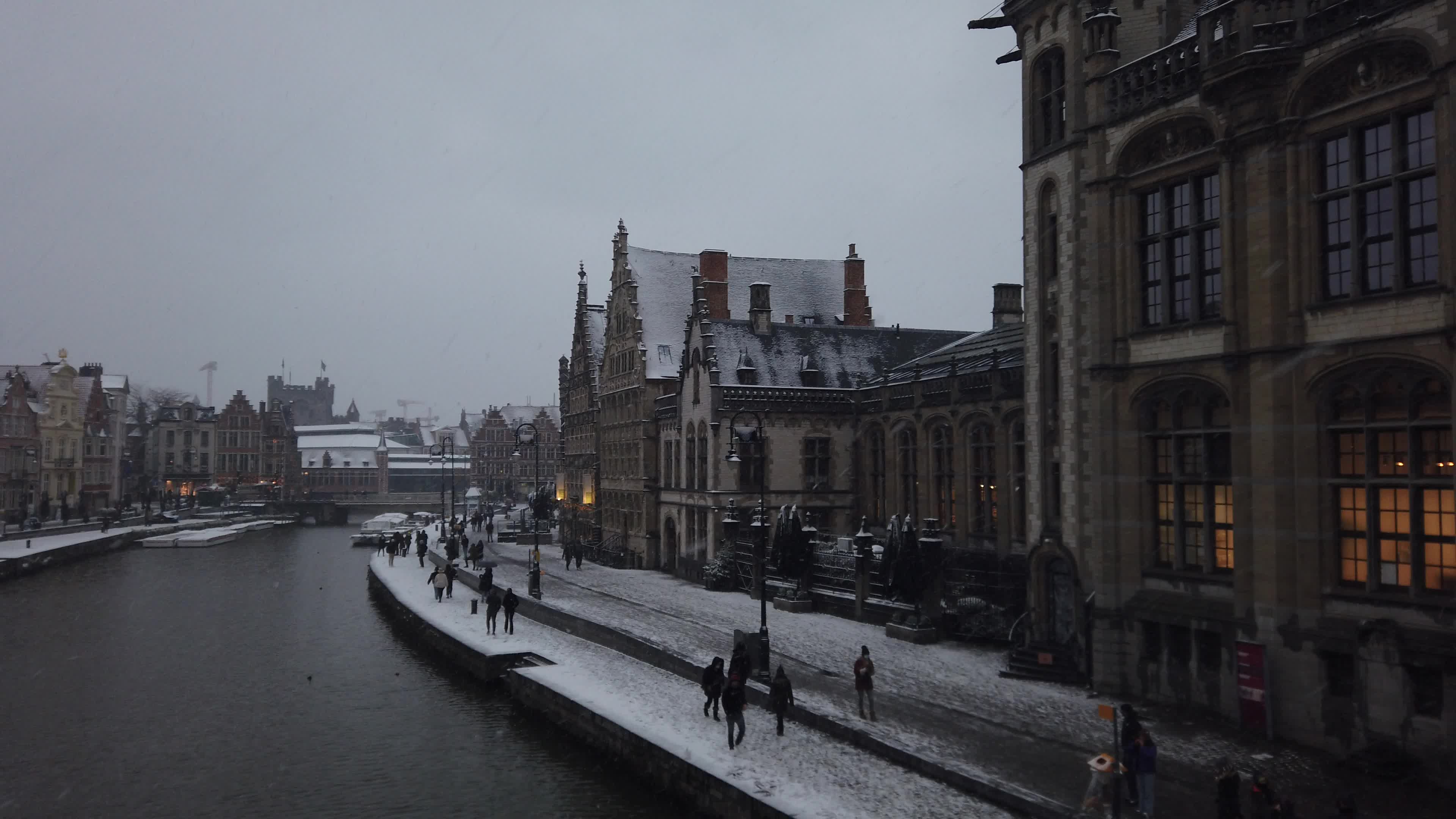 Snowfall in Gent Amid The Covid-19 Pandemic