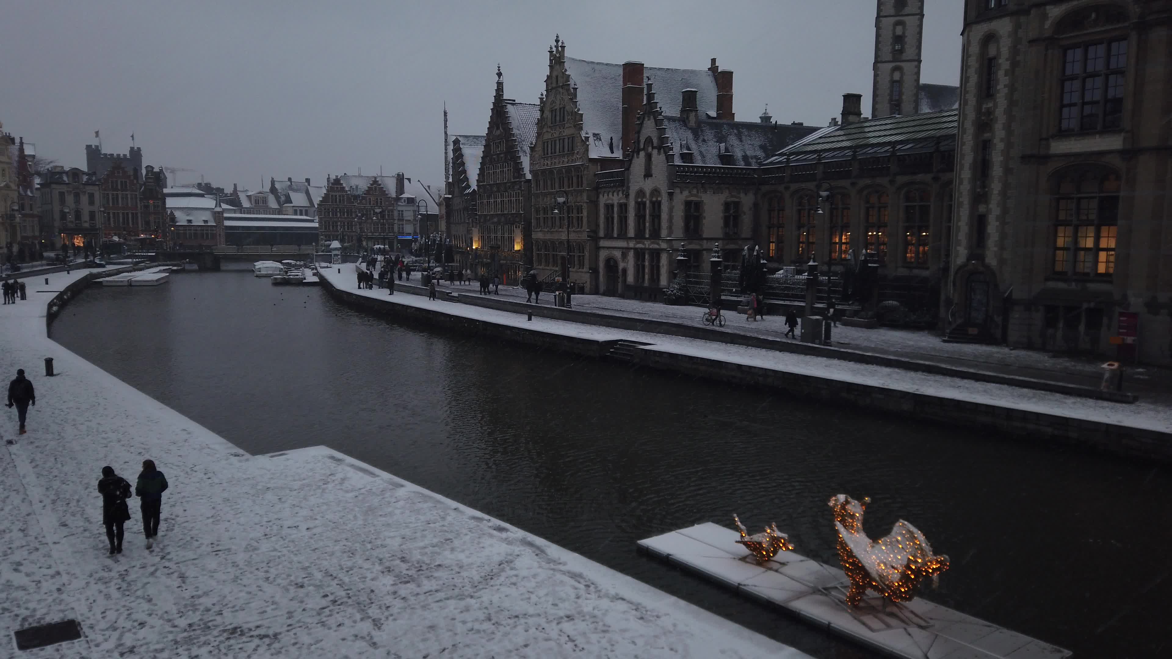 Snowfall in Gent Amid The Covid-19 Pandemic